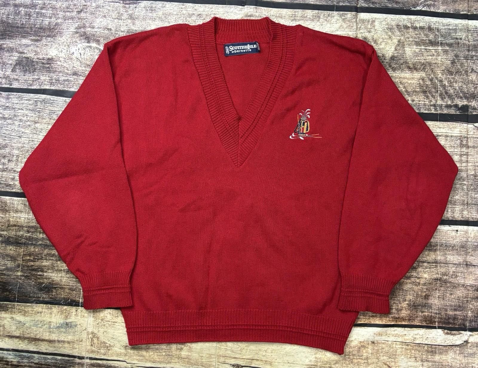 Other VTG Scottish Isle by Bernette Sweater Mens L Golf Cotton USA Size US L / EU 52-54 / 3 - 1 Thumbnail