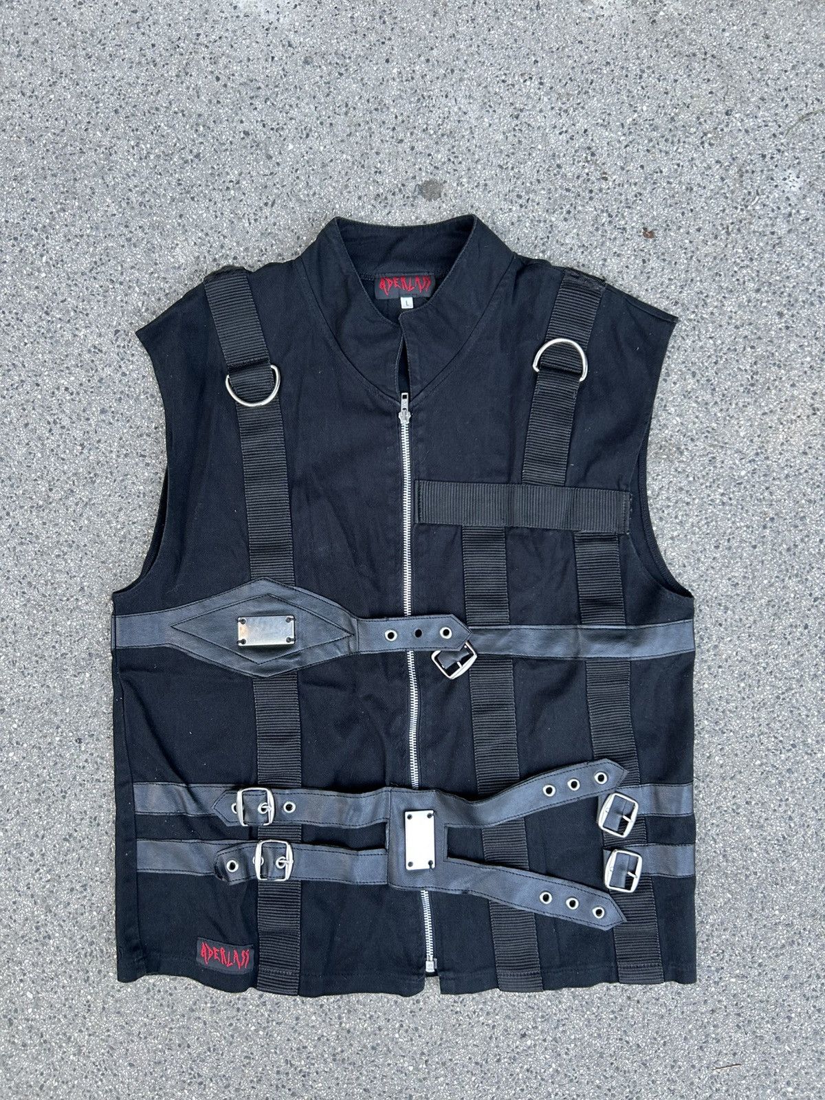 Vintage Avant Garde Aderlass black Vest with belts and metal inserts Size US L / EU 52-54 / 3 - 1 Thumbnail