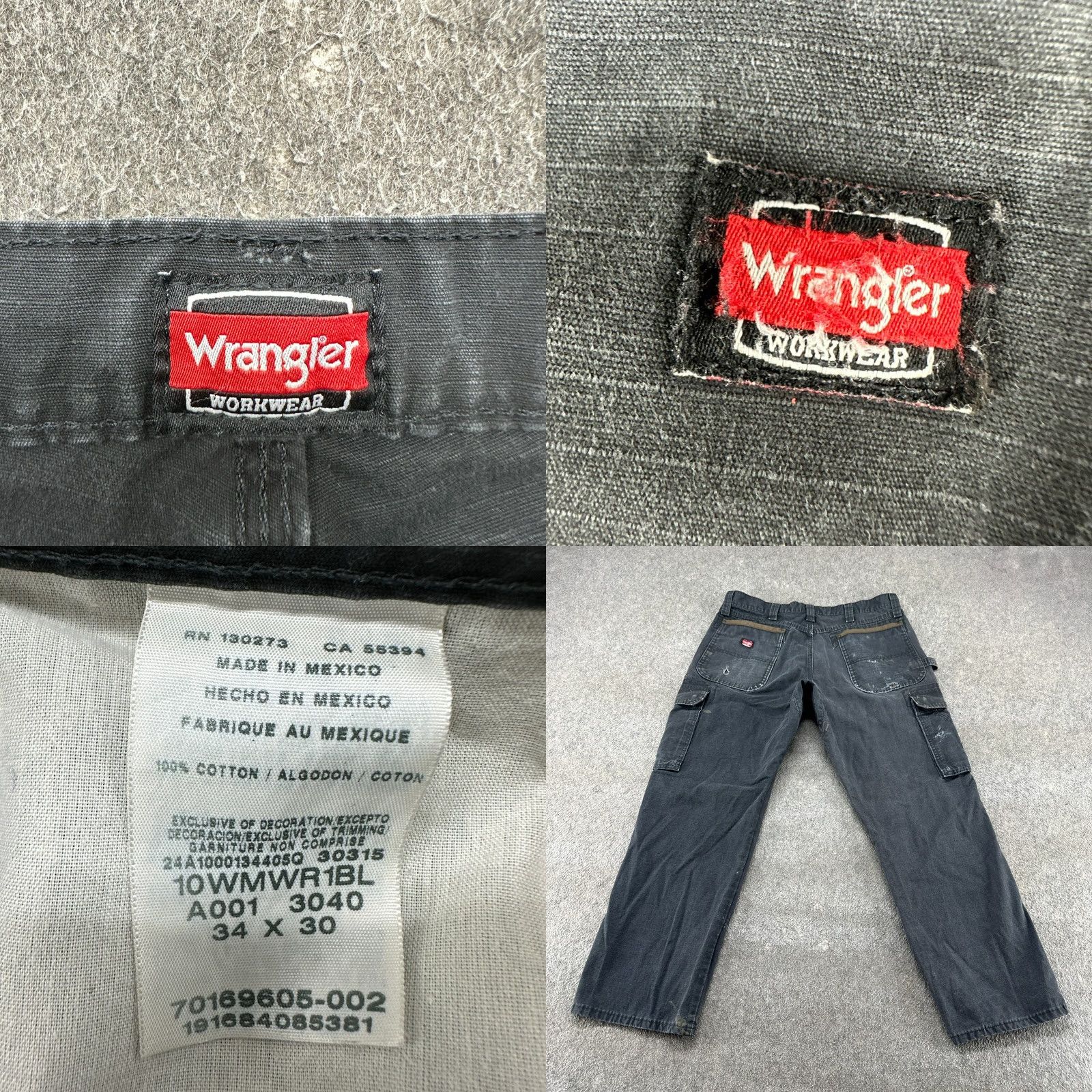 Wrangler Wrangler Pants Mens 34x30 Black Cargo Carpenter Workwear Cotton Distressed Y2K Cargo Straight 90s Mens Size US 34 / EU 50 - 10 Thumbnail