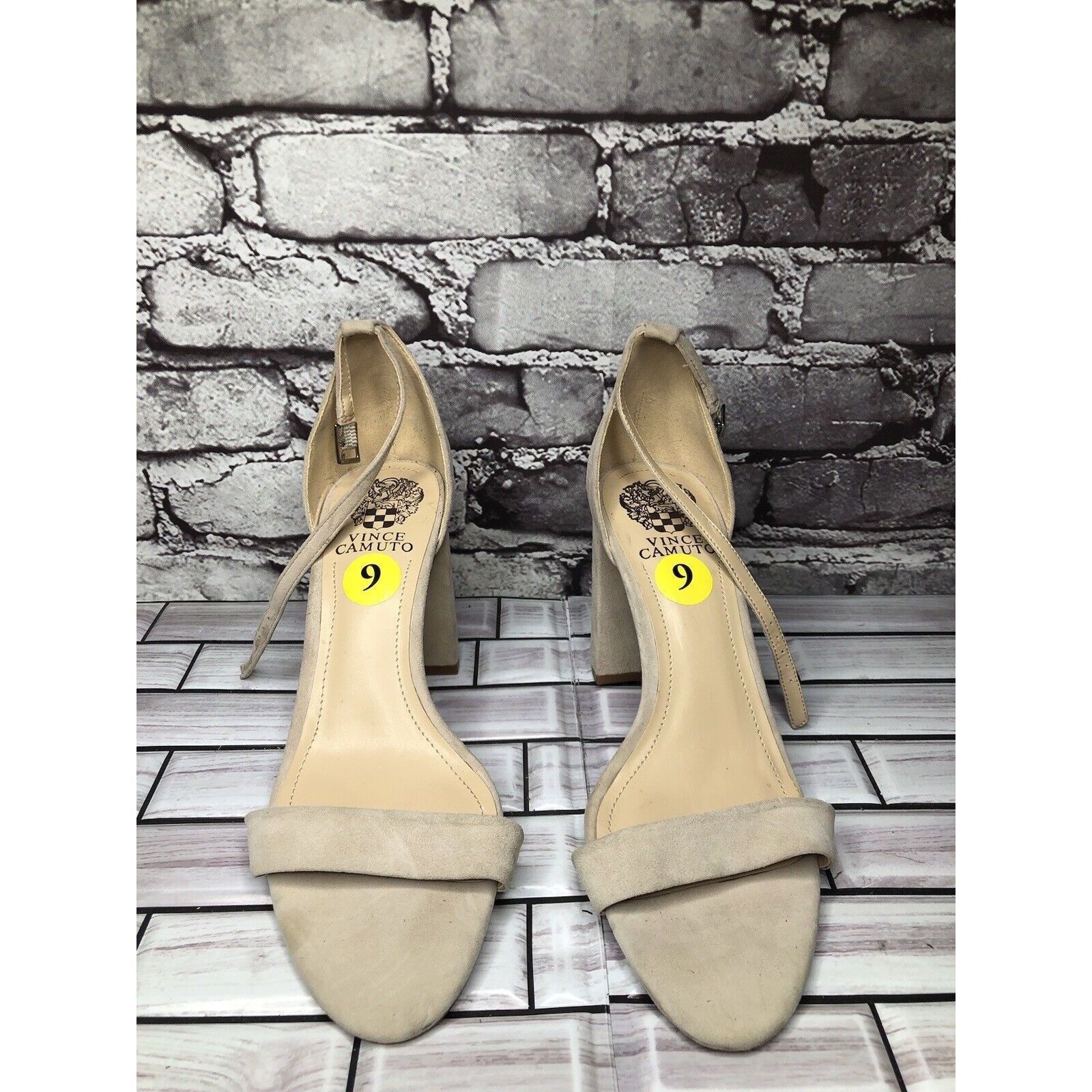 Vince Camuto Vince Camuto Malissa Beige Taupe Suede Ankle Strap Block Hee Size US 9 / IT 39 - 2 Thumbnail
