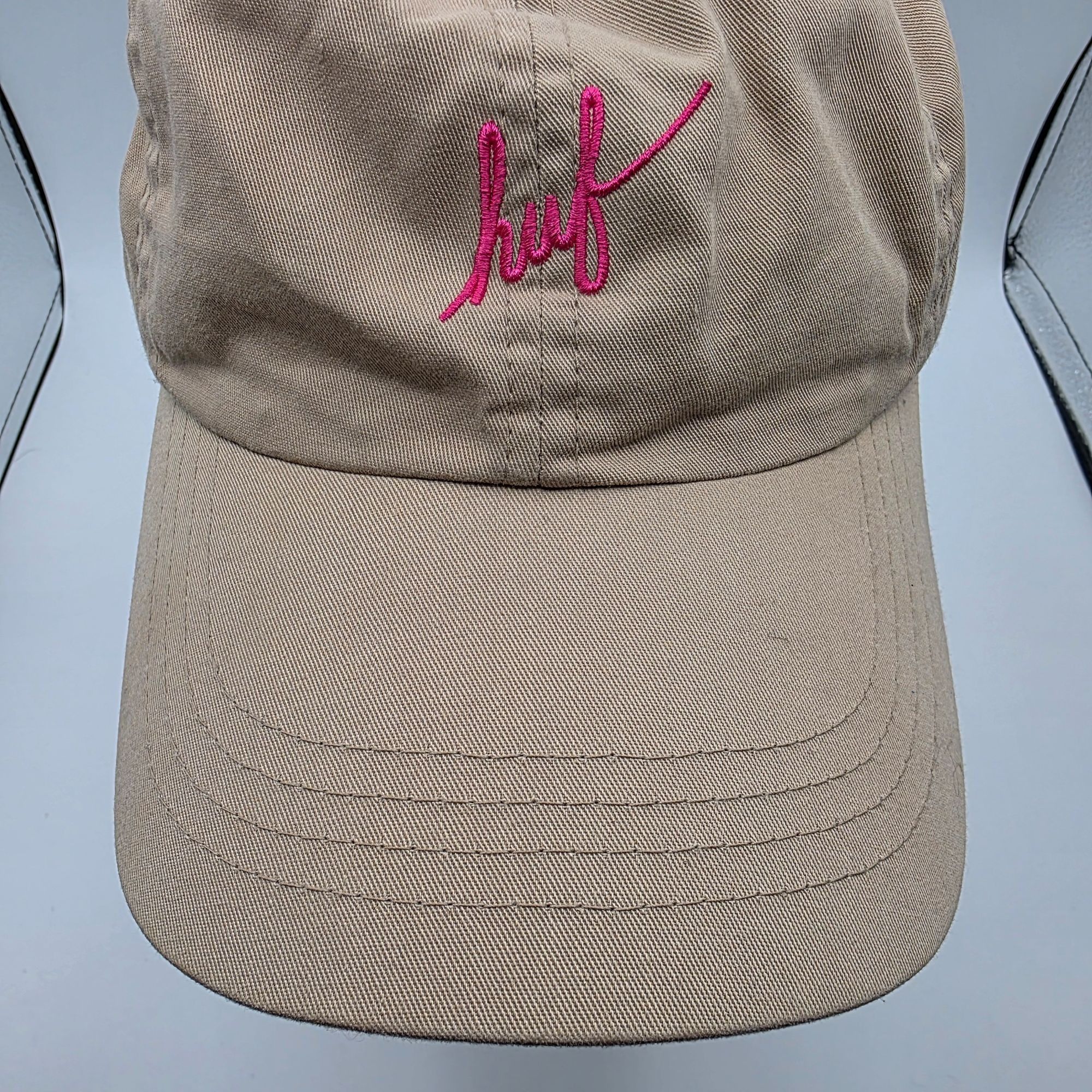 Huf HUF Script Curved Beige Pink Cotton Adjustable Strapback Hat Size ONE SIZE - 9 Thumbnail