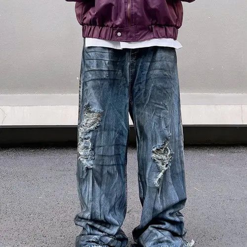 Designer × Japanese Brand × Vintage distressed faded ripped damaged jeans Size US 31 - 3 Thumbnail