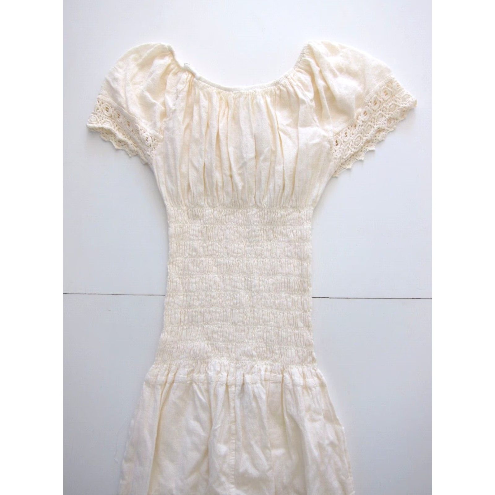 Vintage Matices Textil Peru 100% Cotton Ivory Off Shoulder Pocket Jumpsuit M Women Medium Size 32" / US 10 / IT 46 - 5 Thumbnail