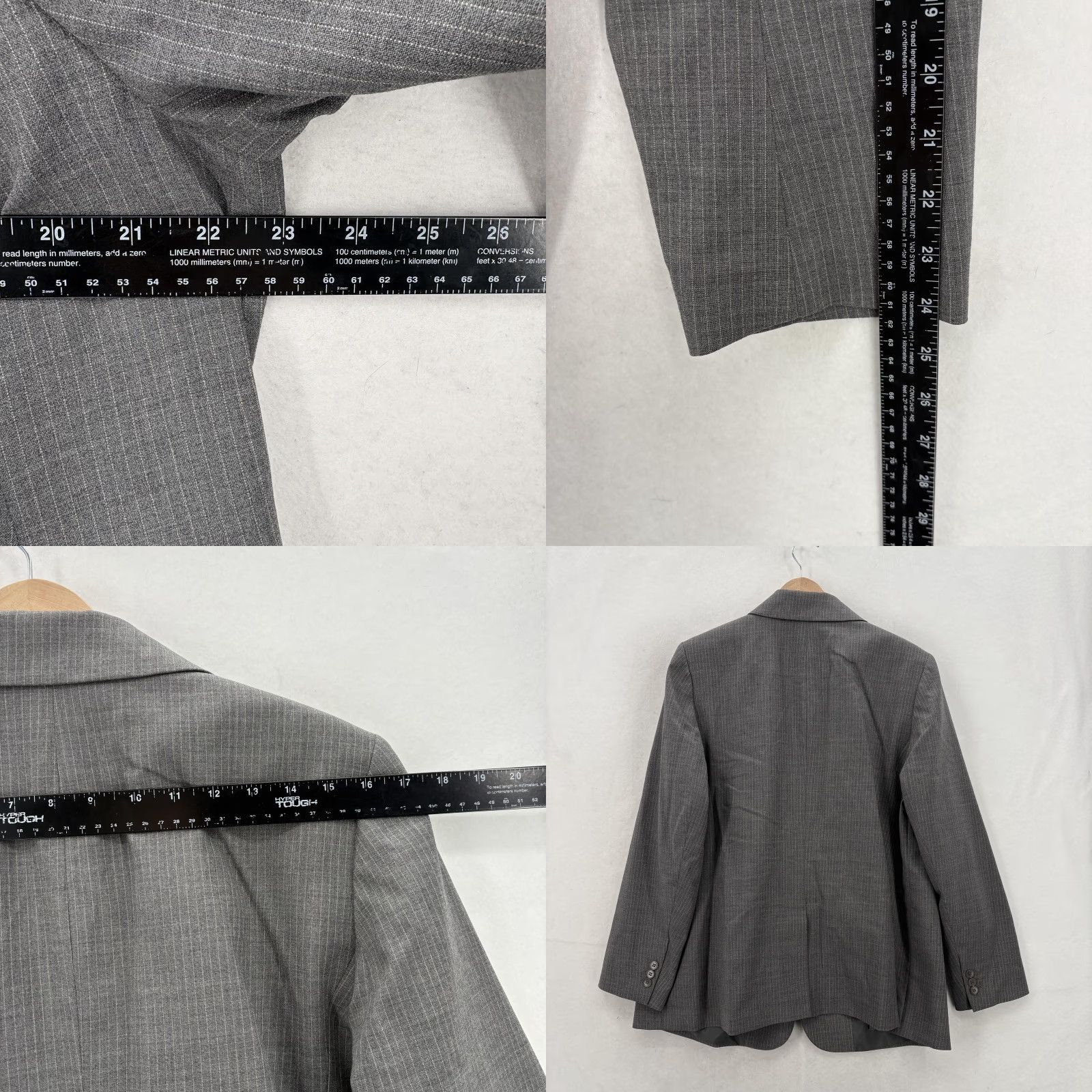 Talbots Talbots Blazer Womens 16W Gray Pinstripe Wool Blend Career Jacket Blazer, Gray, 16W, Plus, Button, Classic Fit, Workwear, Mens? Womens Size XXL / US 16-18 / IT 52-54 - 8 Thumbnail