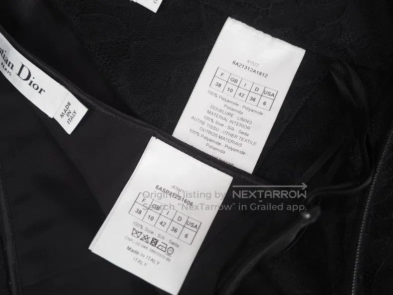 Dior Dior size M Black lace hollowed-out silk lined skirt Size 23" - 6 Thumbnail