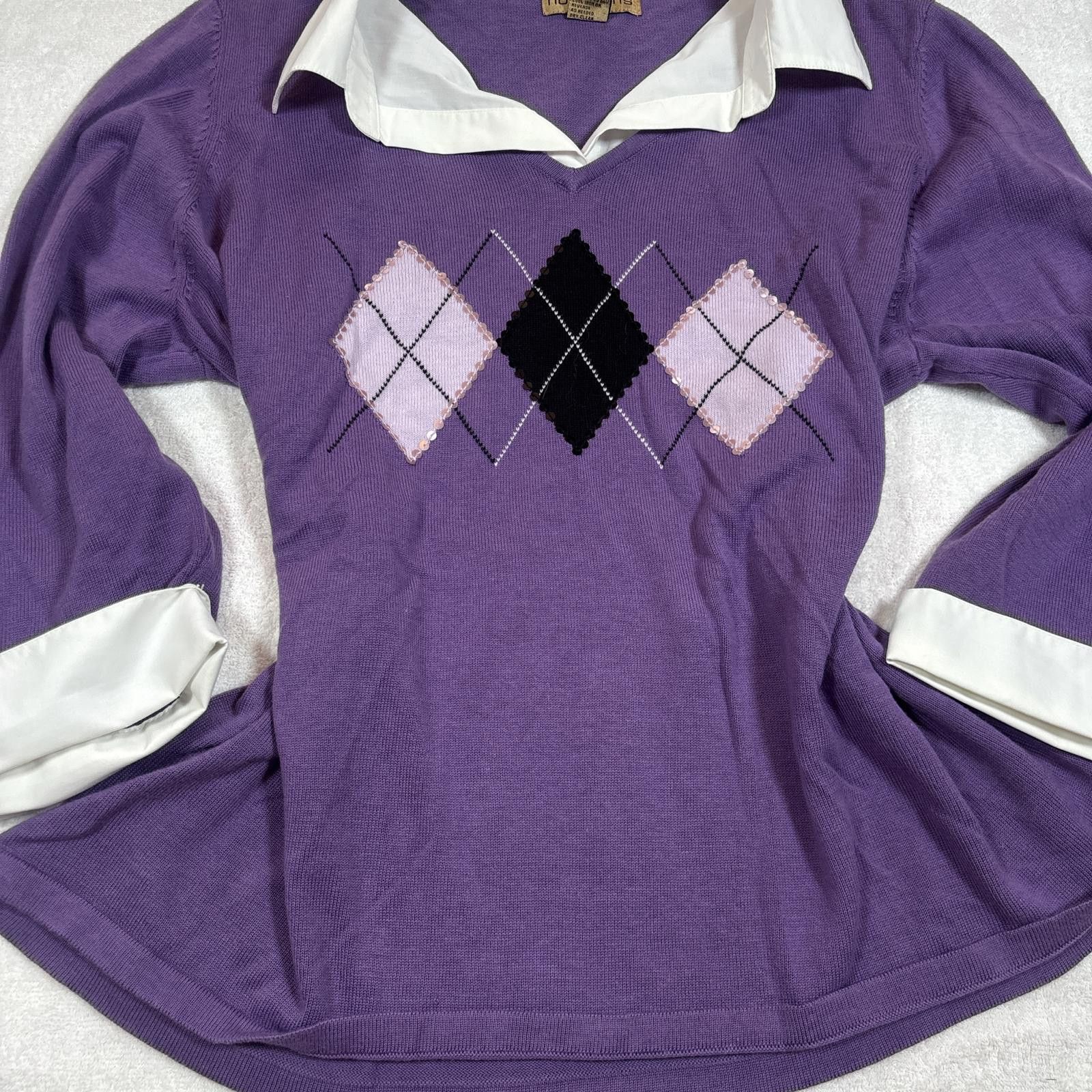Industry of All Nations y2k purple docker layering sweater top Size XXL / US 16-18 / IT 52-54 - 2 Thumbnail