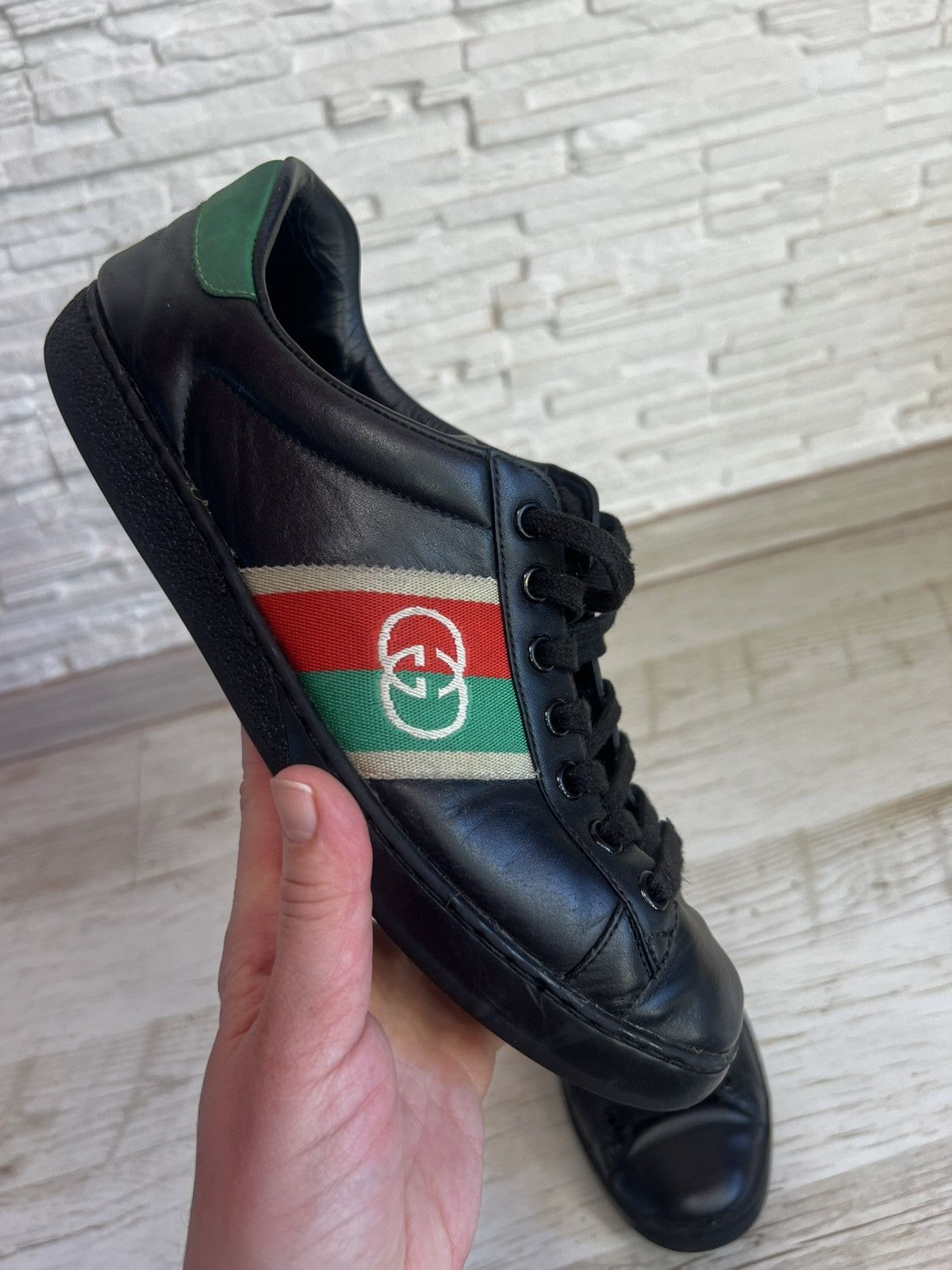 Gucci Gucci Ace Black Leather Sneakers 644749 Size 40 / US 7 Size US 7 / EU 40 - 8 Thumbnail