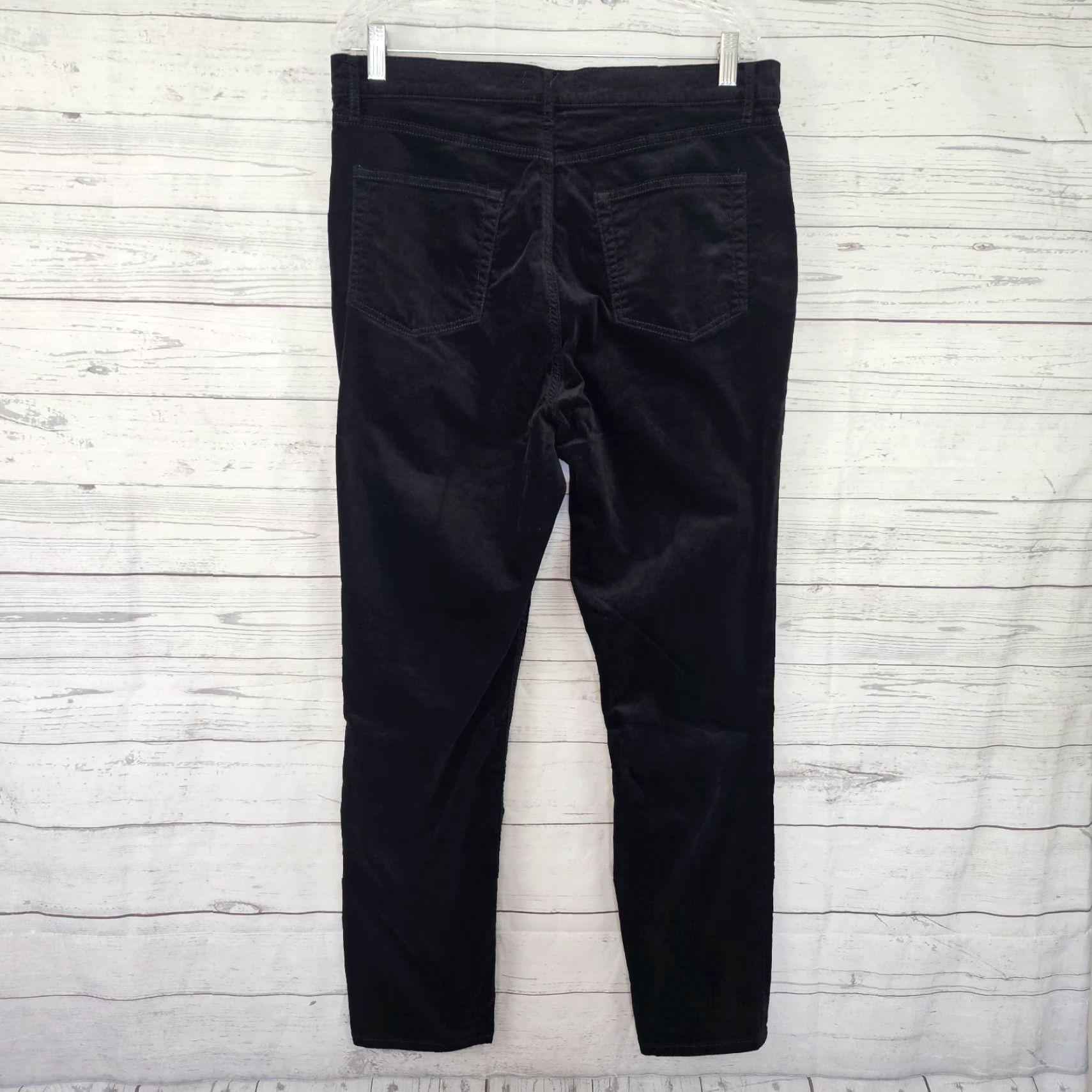 Loft VINTAGE LOFT Ann Taylor LOFT Womens Velvet Skinny Pants Sz 14 Solid Black High Rise Size 36" / US 14 / IT 50 - 3 Thumbnail