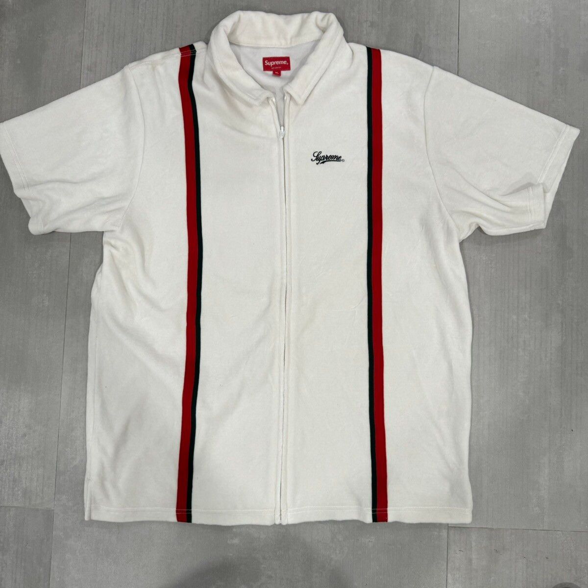 Supreme Supreme Velour Warm Up White XL | Grailed