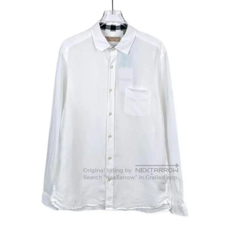 Burberry White Long Sleeve Men's Shirt.