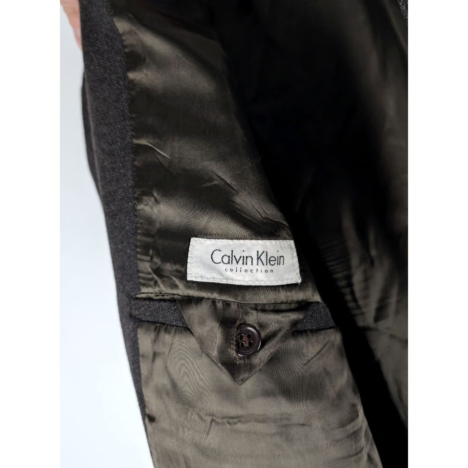 Calvin Klein VINTAGE Calvin Klein Collection Overcoat Mens 46R Long Wool Blend Espresso Brown 90s Runway Archival Mint Size US S / EU 44-46 / 1 - 6 Thumbnail