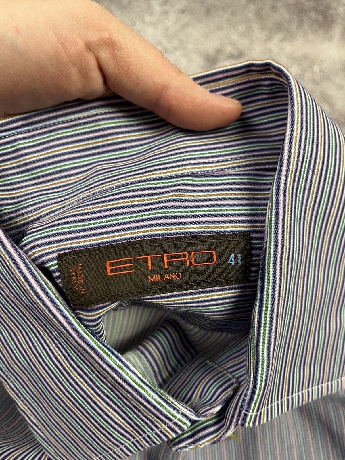 Etro Etro Milano Striped Shirt Multicolor Cotton Pegasus Logo Size US L / EU 52-54 / 3 - 8 Thumbnail