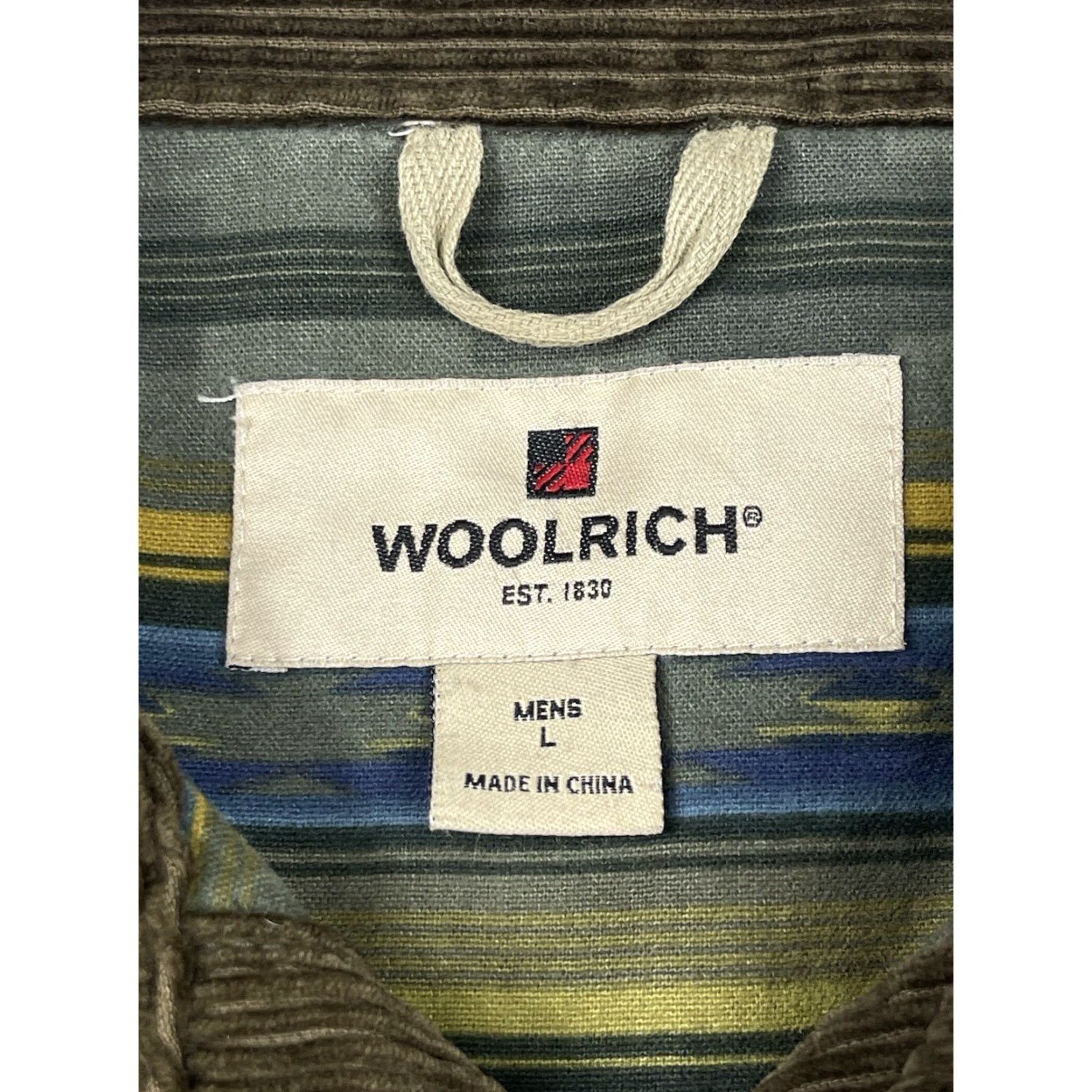 Vintage Woolrich Corduroy Shirt Jacket Lined Sz Large Brown 90s Aztec Workwear Mens Size US L / EU 52-54 / 3 - 4 Thumbnail