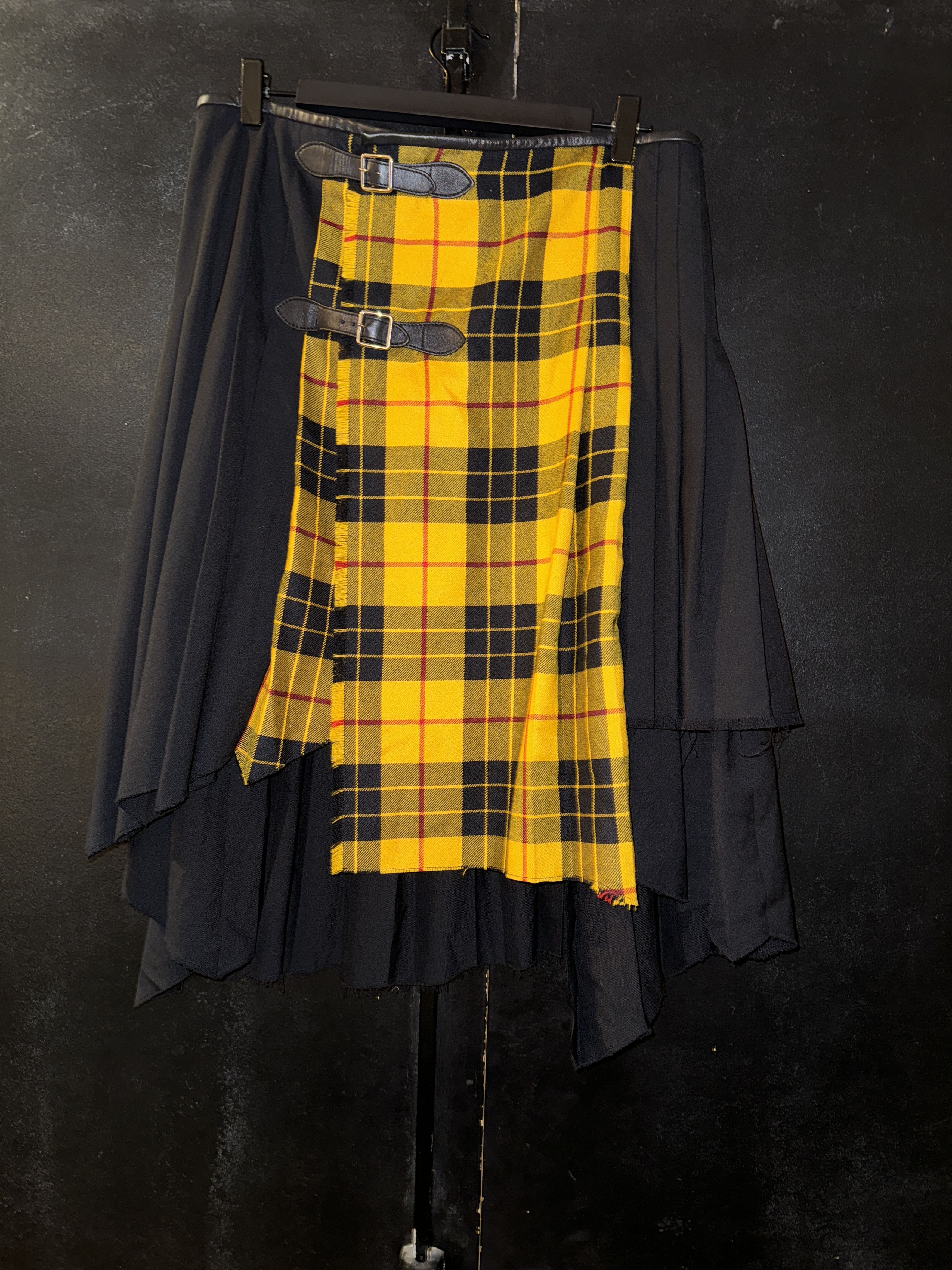 image of Jean Paul Gaultier Black And Tartan Kilt in Yellow, Women's (Size 30)