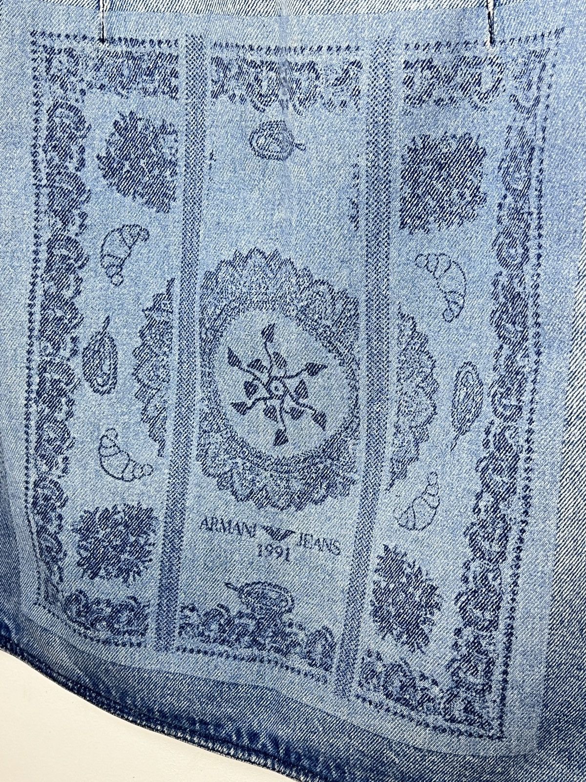 Armani armani shrooms croissants printed denim midi skirt y2k Size 32" / US 10 / IT 46 - 3 Thumbnail