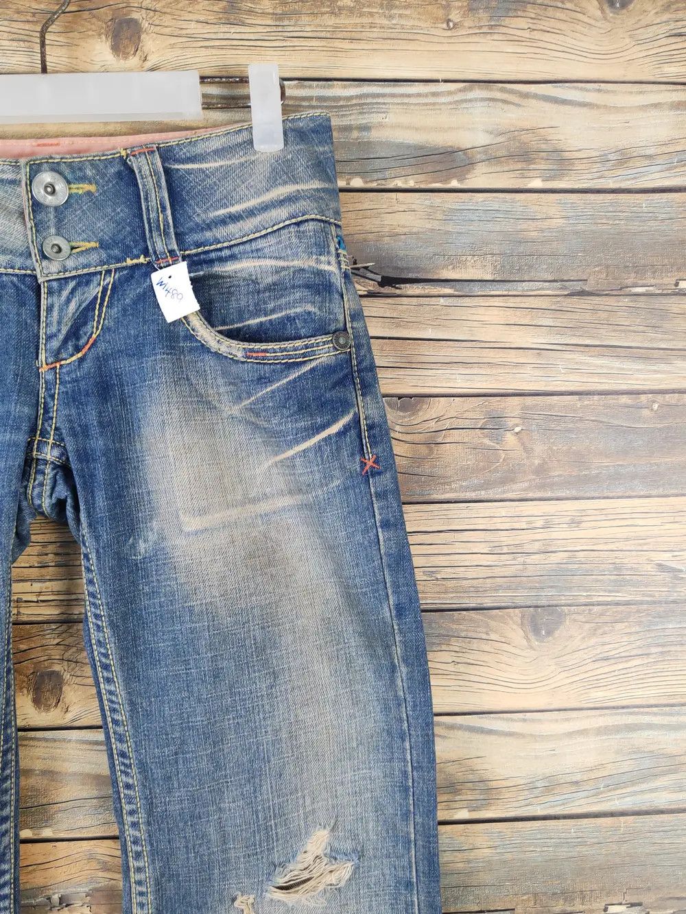 Japanese Brand Red Pepper Dark Blue Distressed Ripped Jeans #W1489 Size 26" / US 2 / IT 38 - 18 Thumbnail