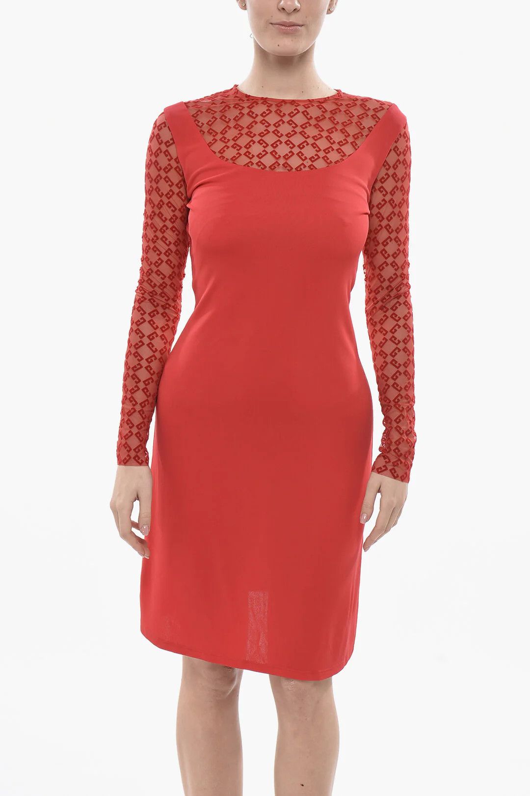 Givenchy og1mm0326 Viscose Midi Sheath Dress in Red Size S / US 4 / IT 40 - 4 Thumbnail