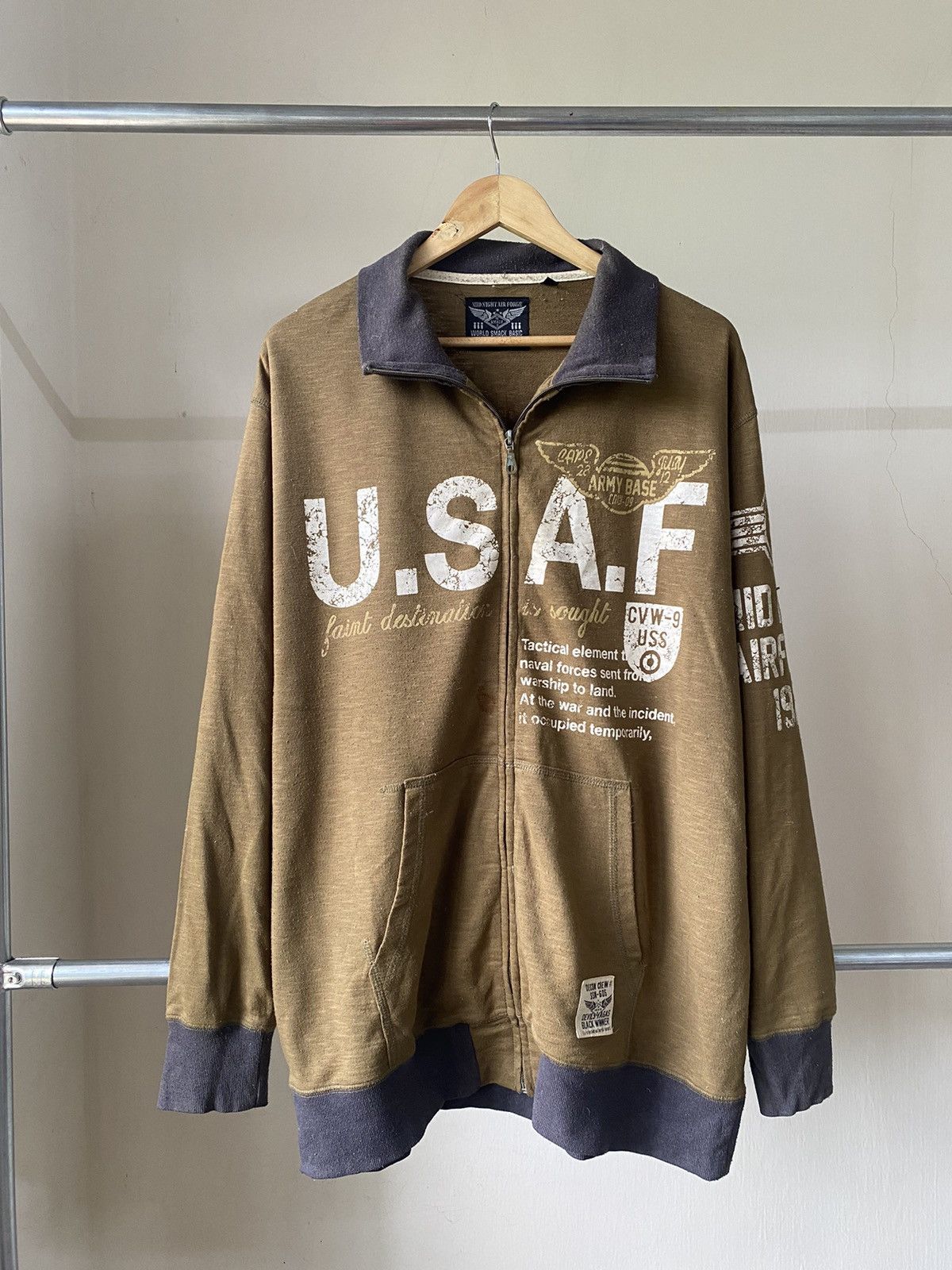 Vintage US AIR FORCE MILITARY 80s 90s ZIPPER SWEATSHIRT Size US XL / EU 56 / 4 - 4 Thumbnail