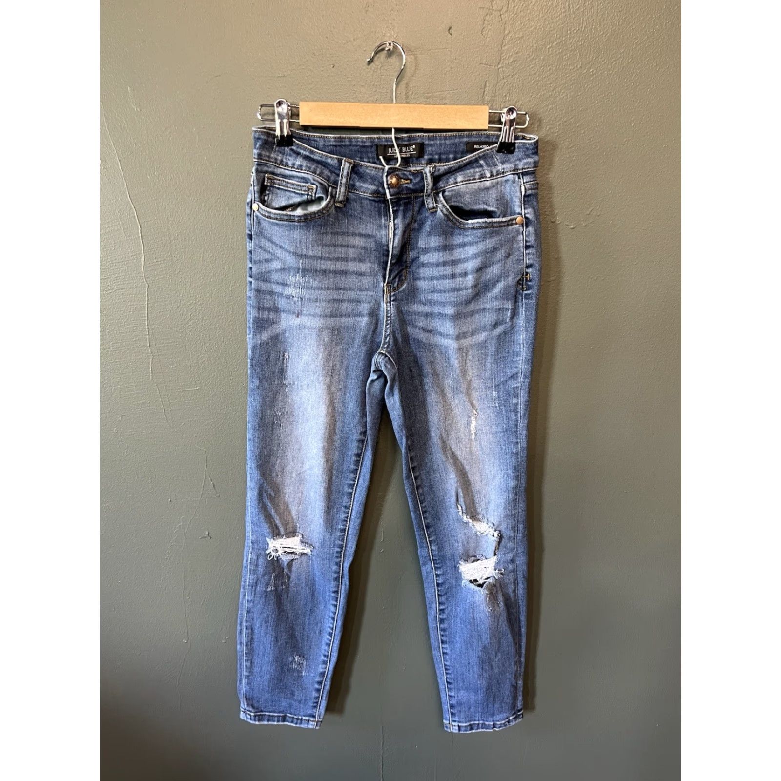 Denime Judy Blue Womens Jeans Blue Relaxed Fit Tapered Straight Leg Denim Size 29 Size 29" - 2 Thumbnail