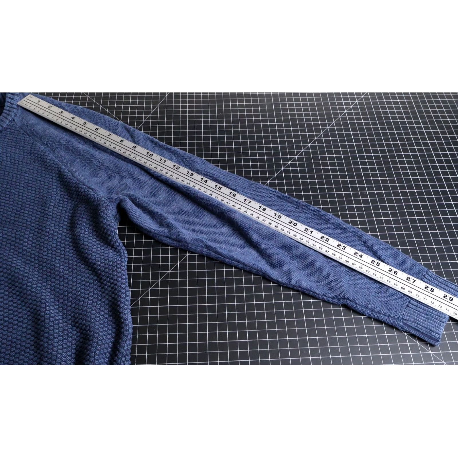 Carbon2Cobalt Carbon 2 Cobalt Sweater Men's Large Blue Waffle Knit Cotton Raglan Sleeve Italy Size US L / EU 52-54 / 3 - 7 Thumbnail