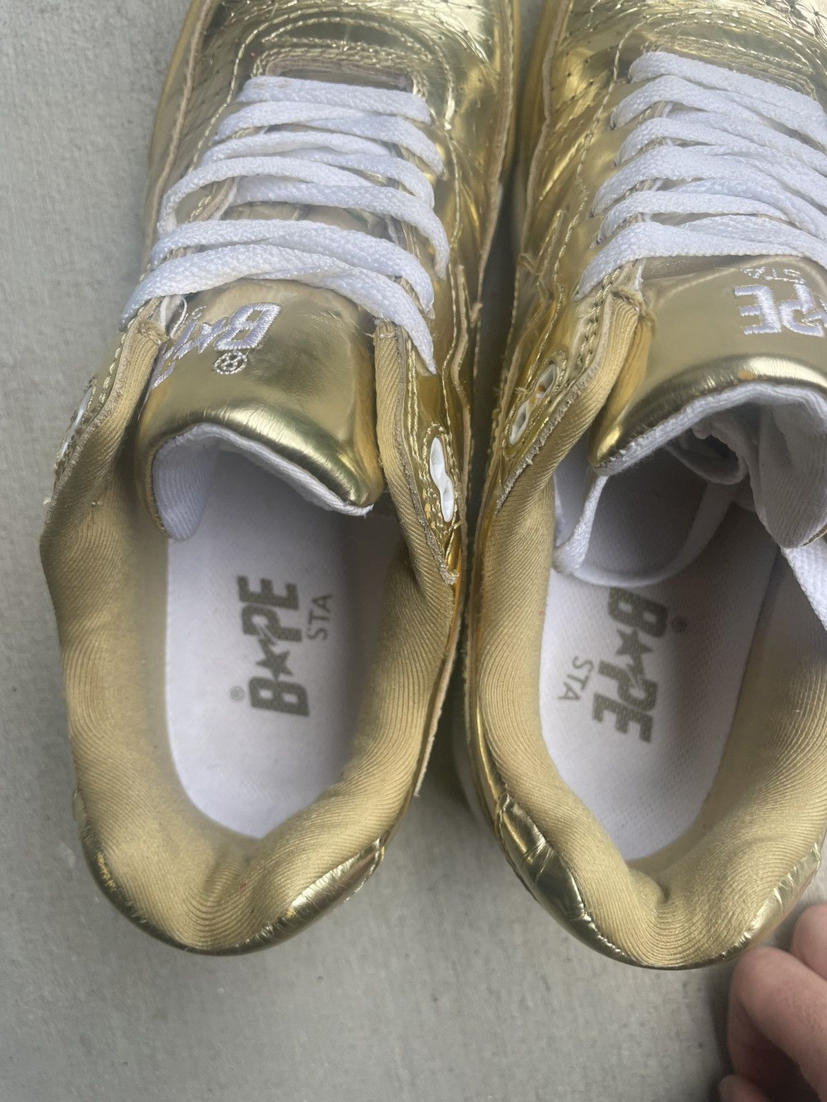 Bape Bape Bapesta Gold Trainers Size US 8.5 / EU 41-42 - 13 Thumbnail