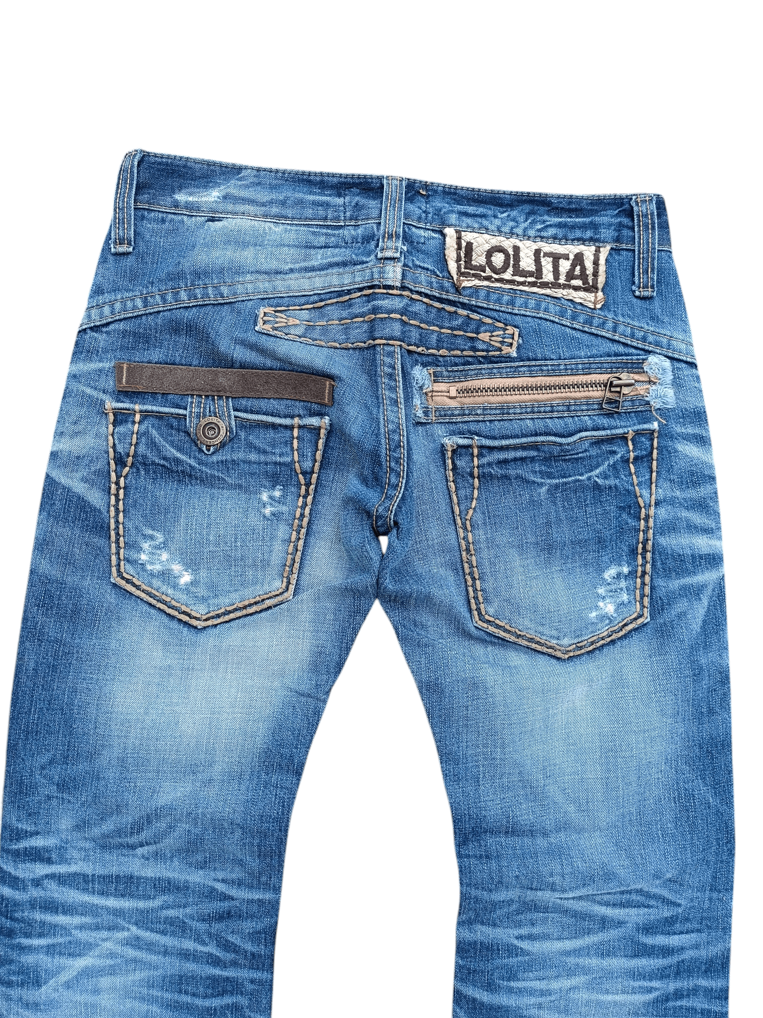 Designer × Japanese Brand × Vintage Flared💥 LOLITA Whiskers Faded Bootcut Rare Design Jeans Size US 32 / EU 48 - 18 Thumbnail