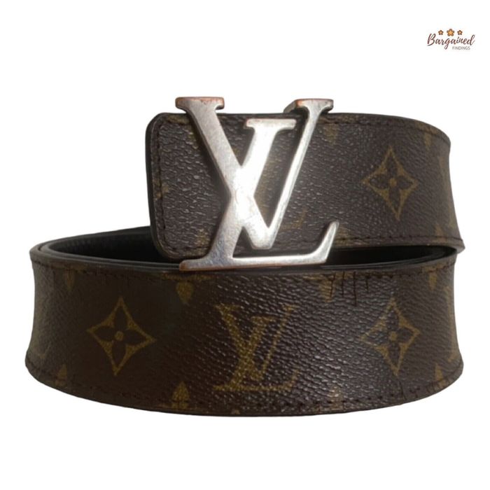 Louis Vuitton Mens LV Initiales Monogram Damier Ebene Belt Brown Size 36