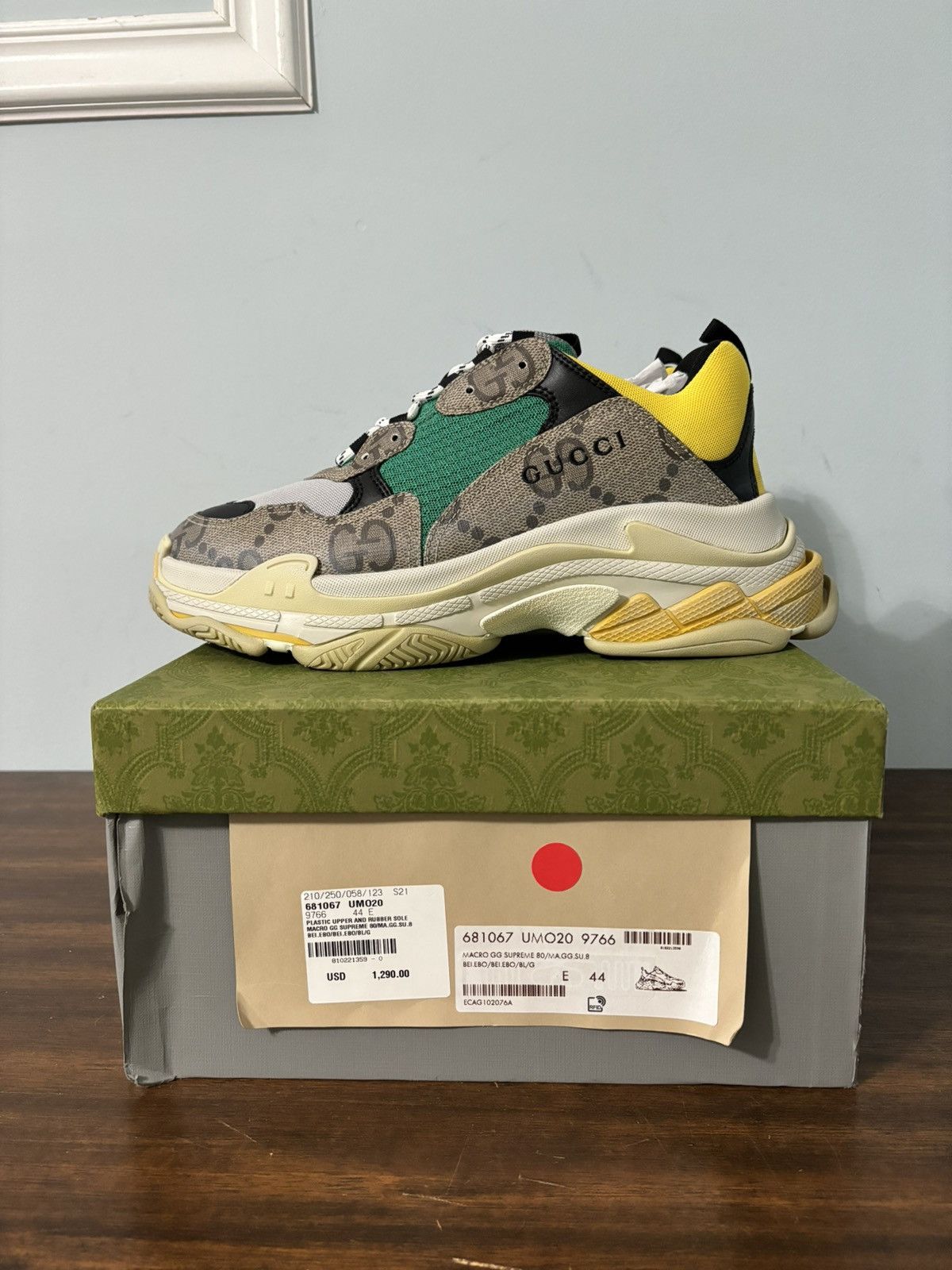 Balenciaga × Gucci Gucci Balenciaga The Hacker Project Triple S Green Yellow Size US 11 / EU 44 - 11 Thumbnail