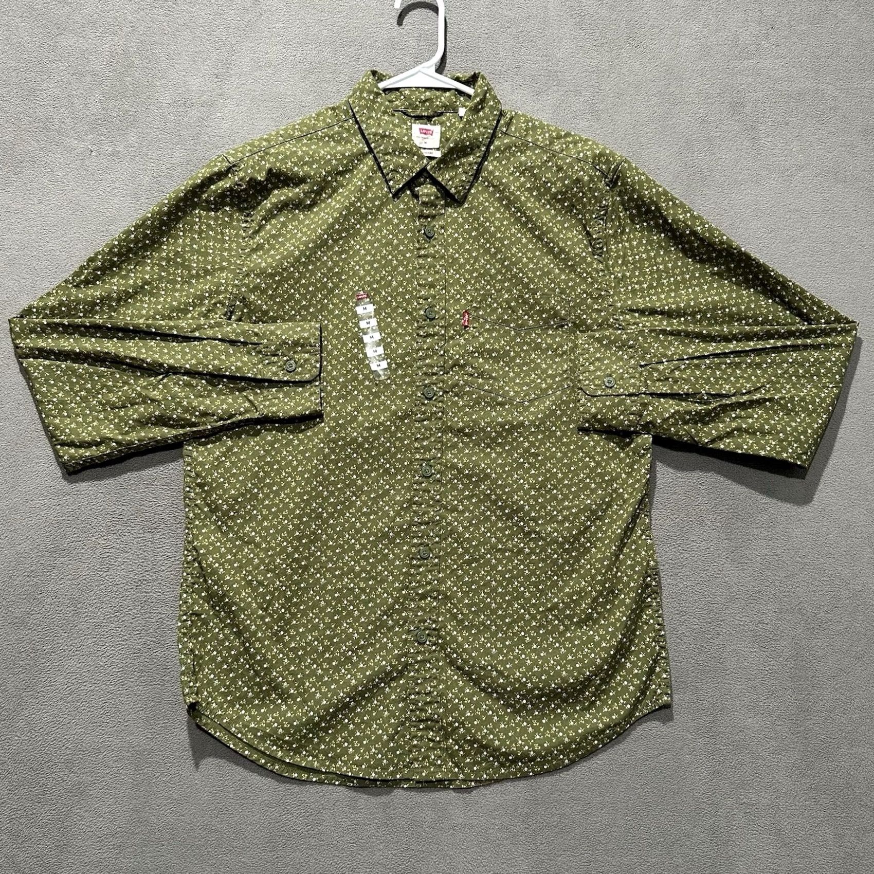 Levi's Levi's Shirt Mens M Green Floral Print Long Sleeve Button-Down Nautical Western Flower Pattern Size US M / EU 48-50 / 2 - 2 Thumbnail