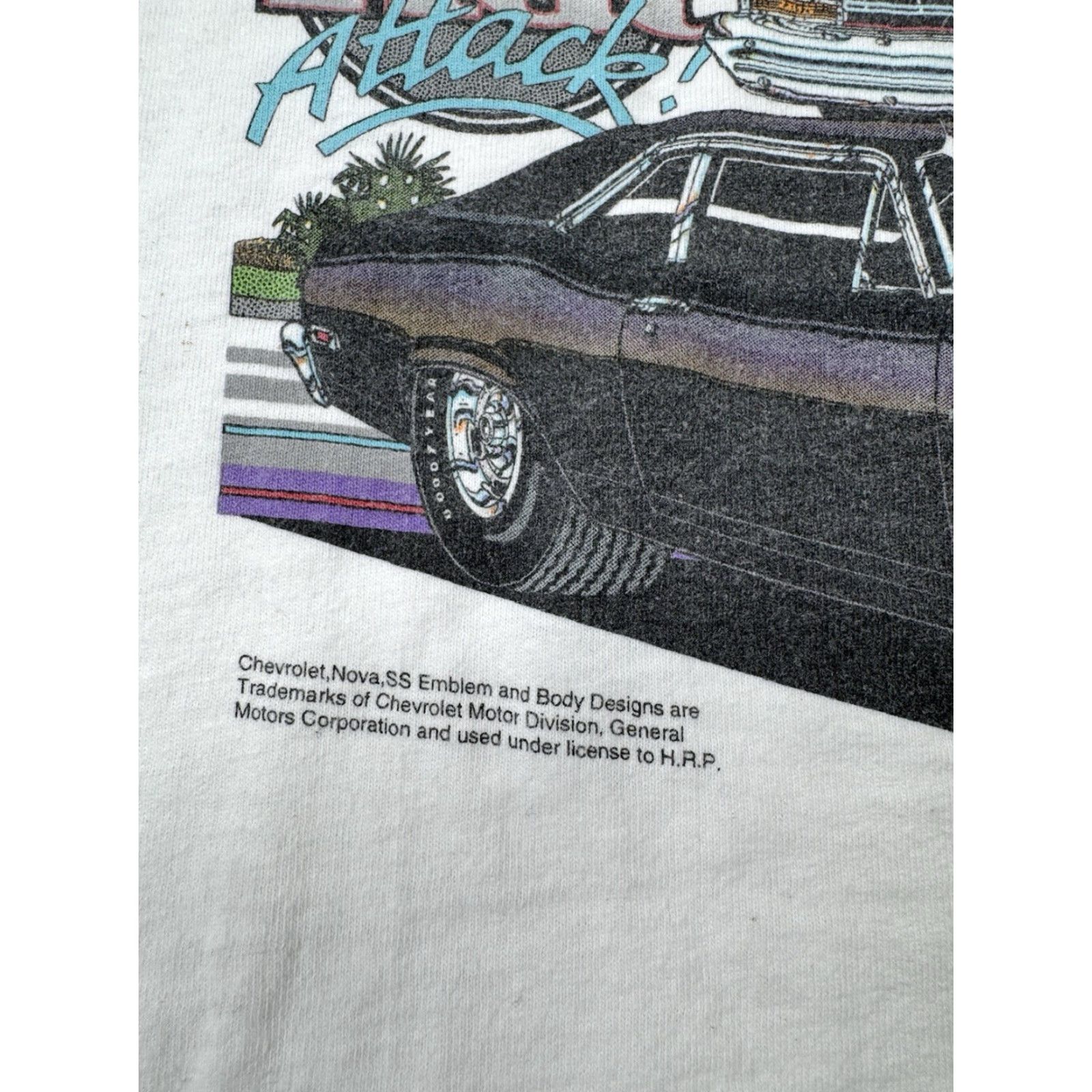 Gildan VINTAGE Fruit Of The Loom AutoRama T Shirt Deuces Rat Attack Tee Adult 2XL White Graphic Tee World Tour Mens Size US XXL / EU 58 / 5 - 3 Thumbnail