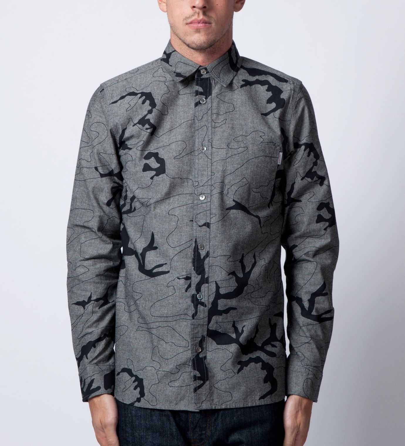 Carhartt Carhartt Bowie Long Sleeve Shirt Camo Lines Black Soot Rinse Size US M / EU 48-50 / 2 - 8 Thumbnail