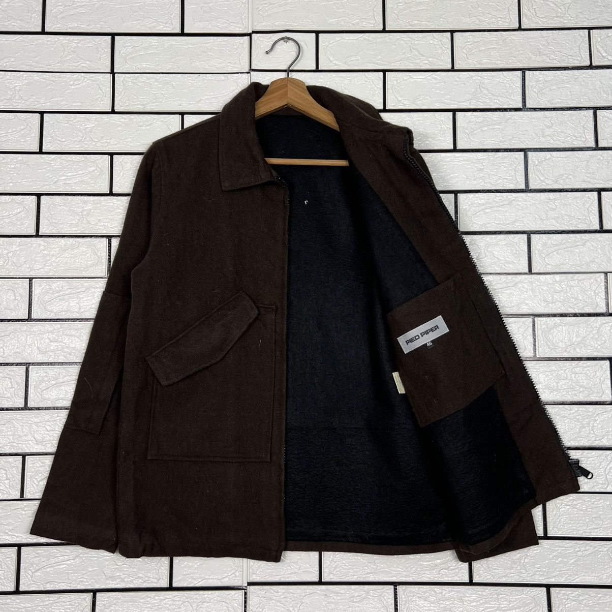 Japanese Brand PIED PIPER Slant Pocket Wool Blend Collared Jacket 4121-C187 Size US M / EU 48-50 / 2 - 8 Thumbnail