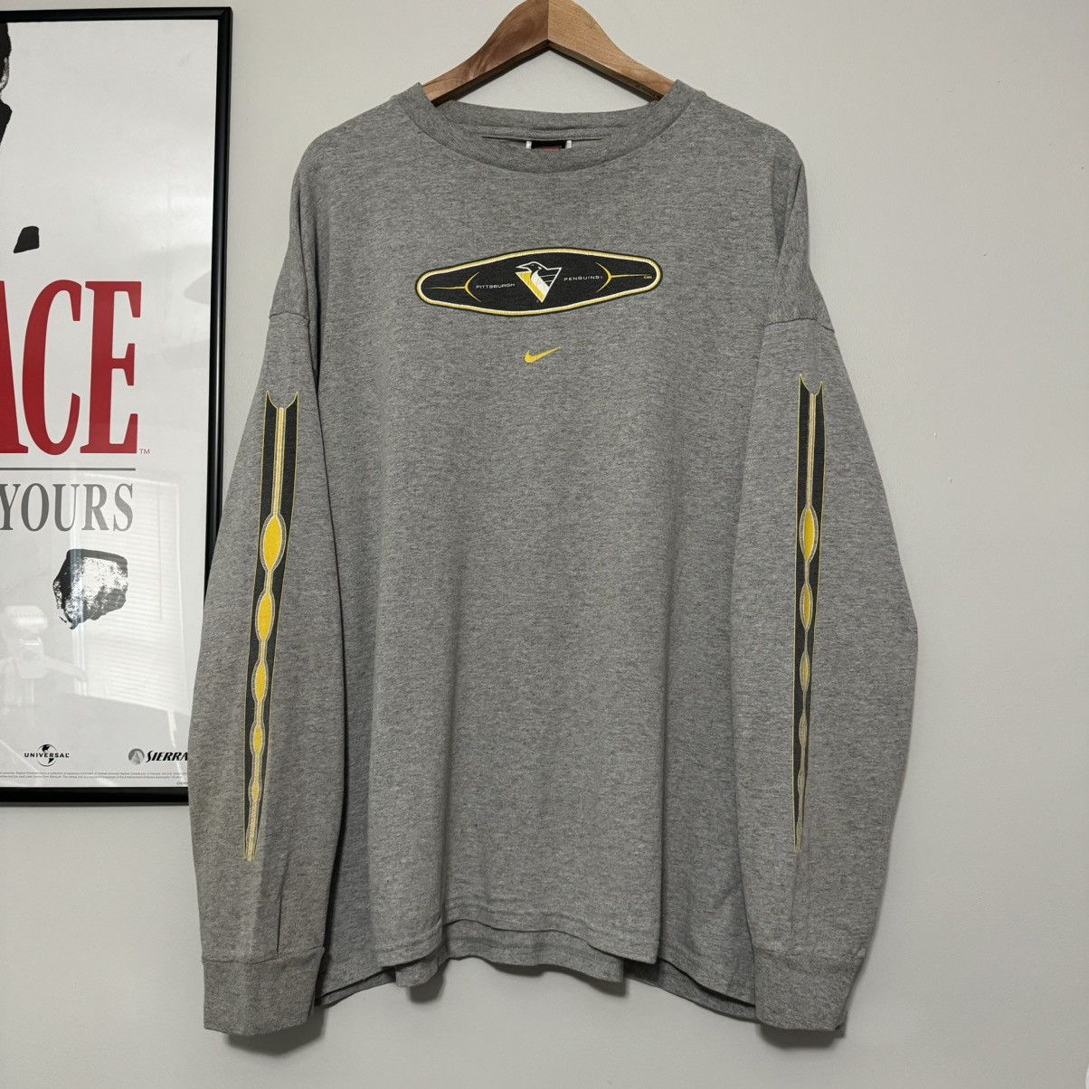 NHL × Nike × Vintage VINTAGE 2000s NIKE PITTSBURGH PENGUINS LONG SLEEVE SHIRT Size US XXL / EU 58 / 5 - 1 Thumbnail