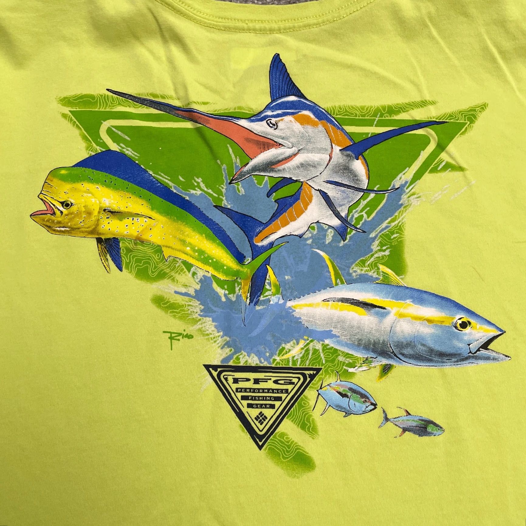 Vintage Columbia PFG T-Shirt Mens XXL Yellow Crew Neck Short Sleeve Casual Tee Shirt (Regular Fit) Size US XXL / EU 58 / 5 - 5 Thumbnail