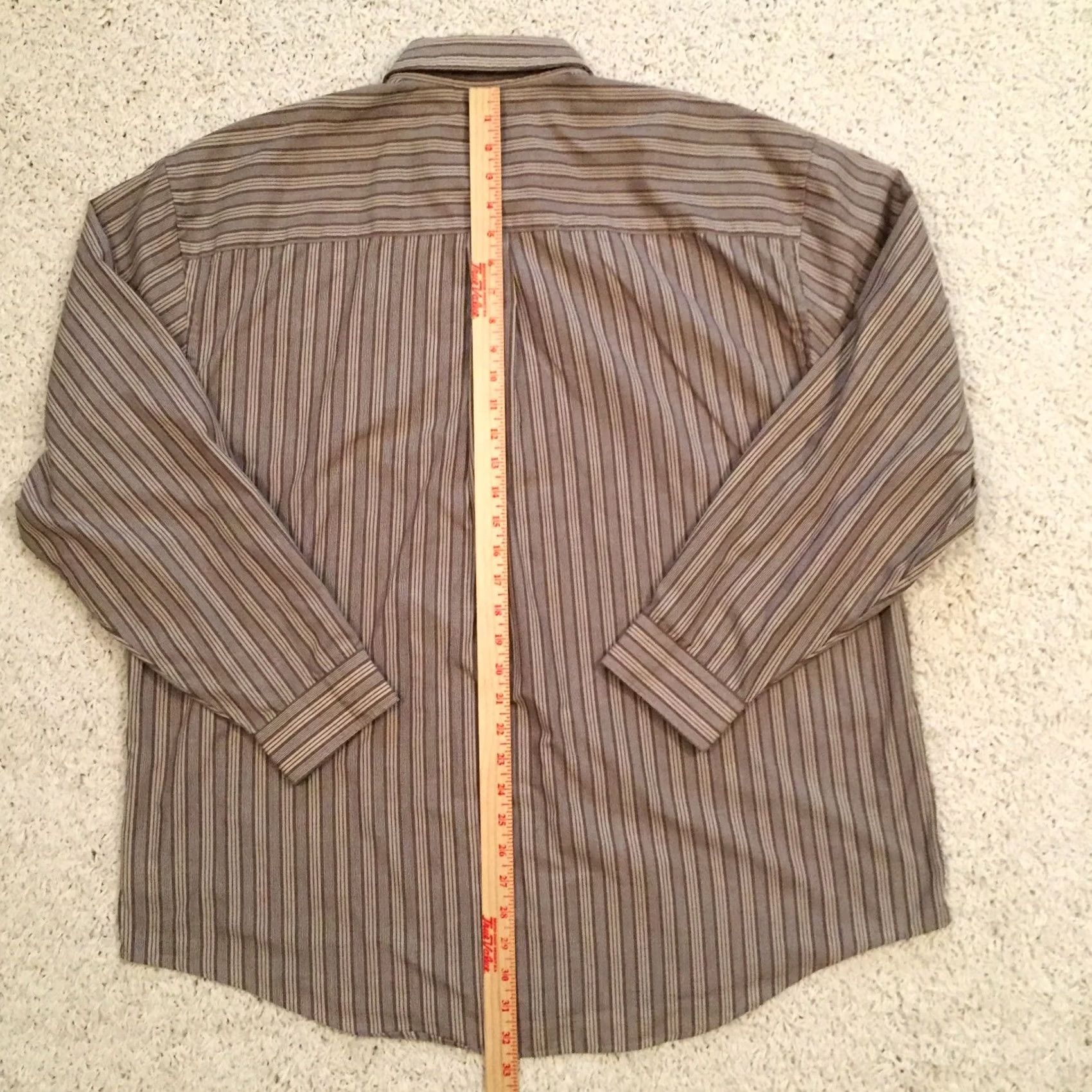 Van Heusen Van Heusen Shirt XL Beige Striped Long Sleeve Button Up Men's Size US XL / EU 56 / 4 - 6 Thumbnail