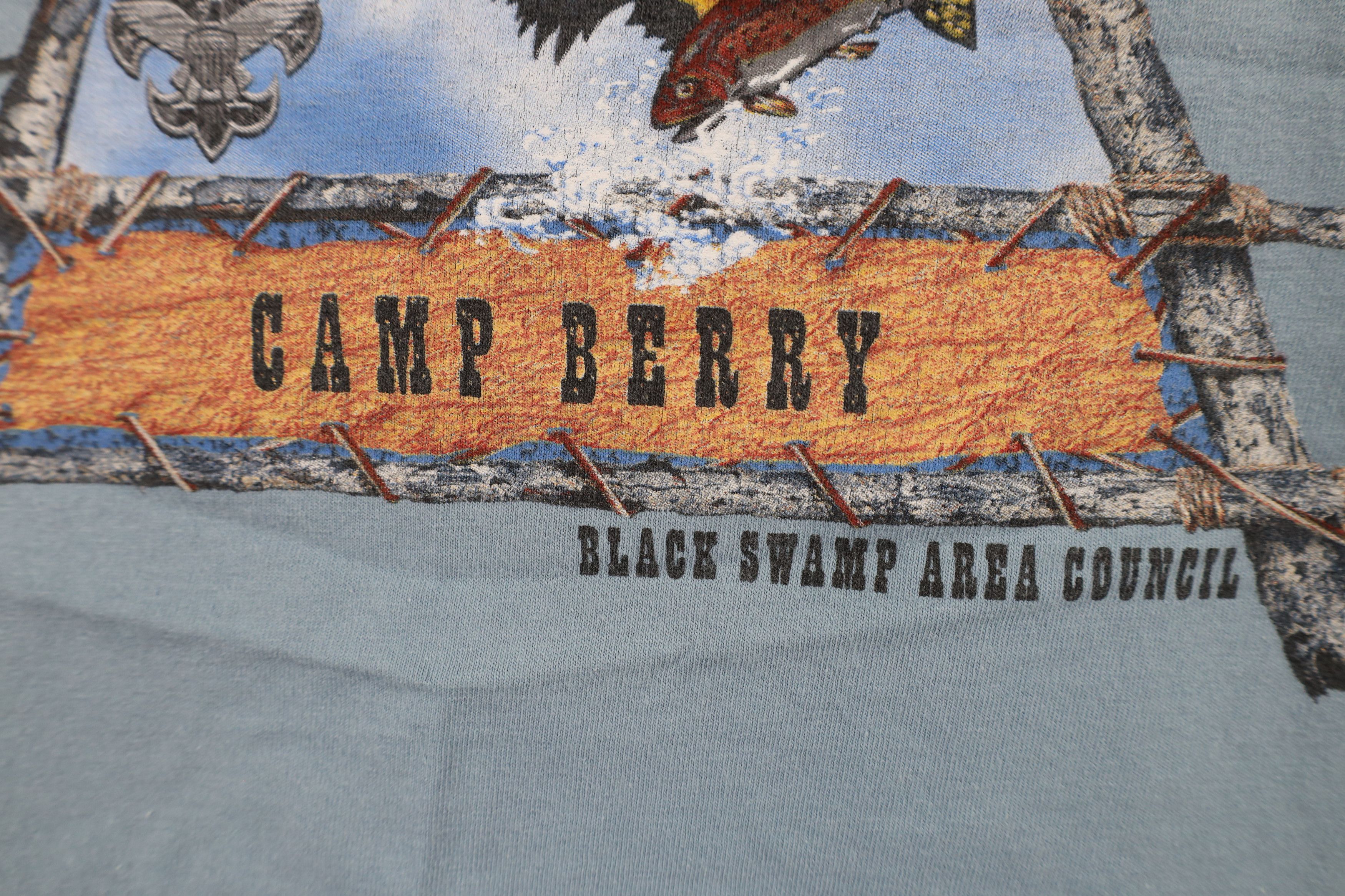 Vintage Vintage 90s Scouts of America Camp Berry Eagle T-Shirt Blue Size US XL / EU 56 / 4 - 9 Thumbnail
