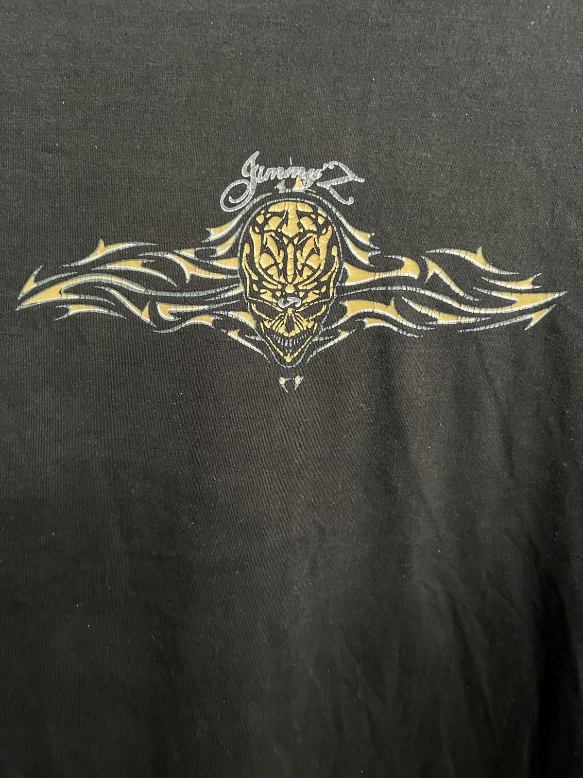 Designer Y2K Jimmy'z Tribal Skull T-shirt - Faded Cracked Print Tee-M Size US M / EU 48-50 / 2 - 3 Thumbnail