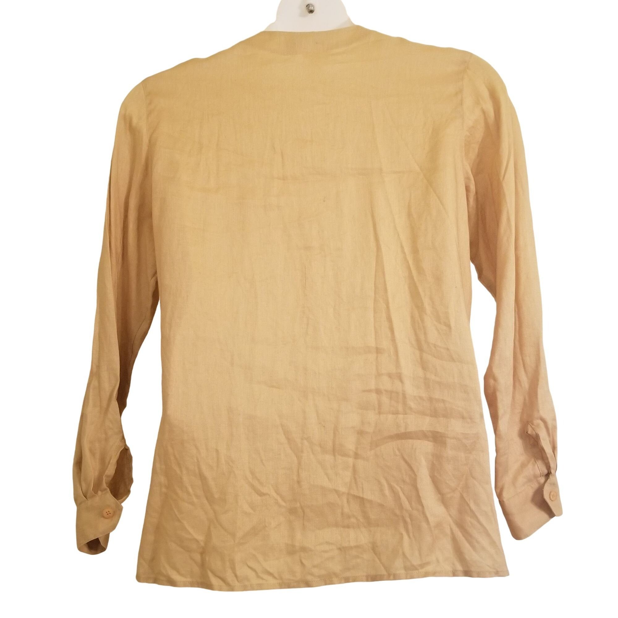 Jones New York Jones New York 12 Goldenrod Yellow Linen Smocked Top Lightwe Size XL / US 12-14 / IT 48-50 - 2 Thumbnail