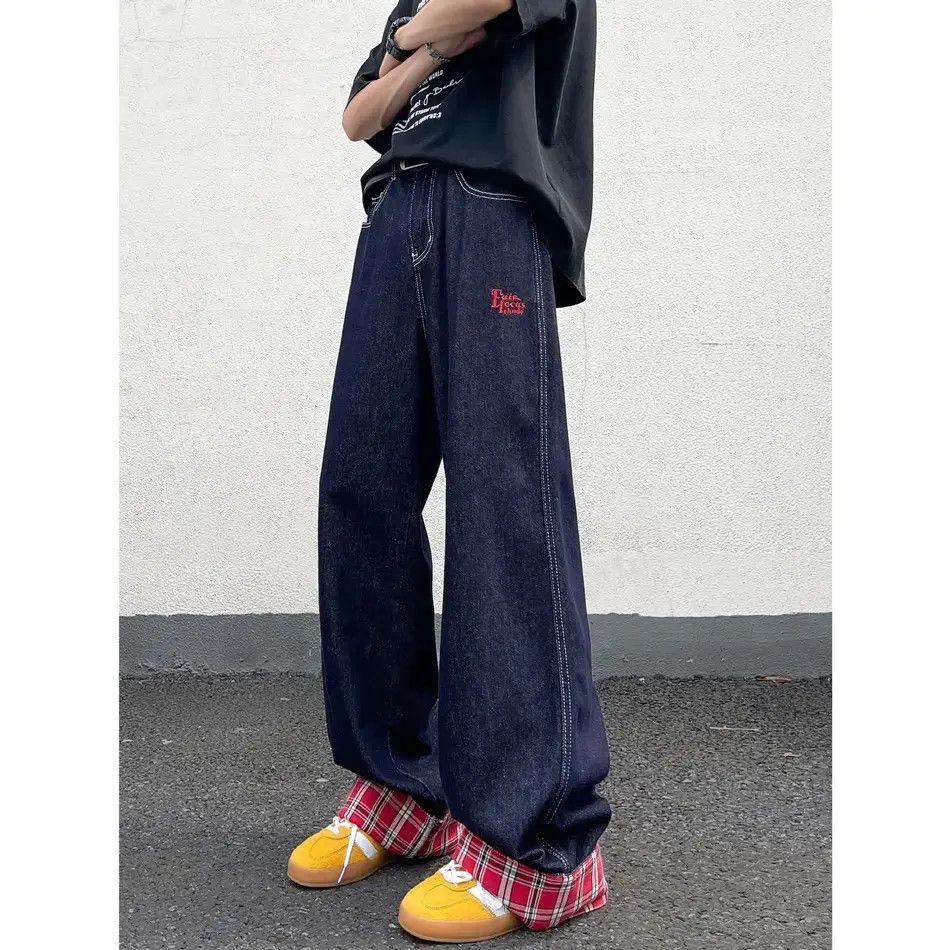 Japanese Brand Retro loose wide leg patchwork jeans Size US 32 / EU 48 - 2 Thumbnail