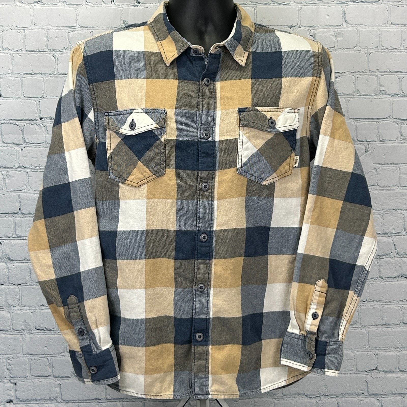 Vans Vans Flannel Button Front Shirt Beige Check Plaid L Large Size US L / EU 52-54 / 3 - 2 Thumbnail