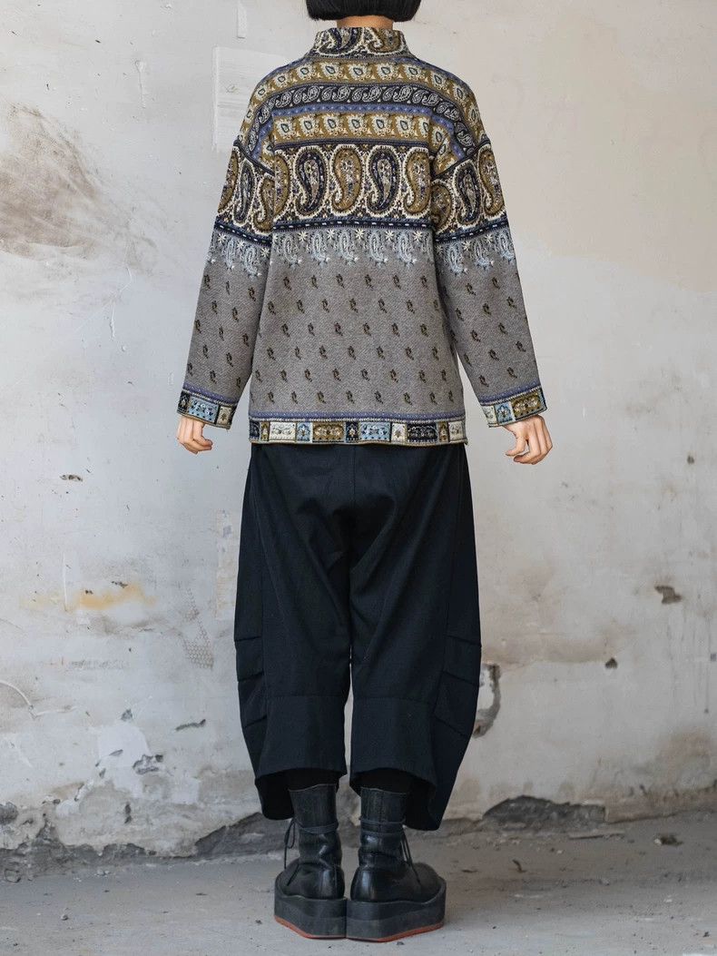 Kenzo KENZO Ethnic waistnut flower gray knit sweater Size M / US 6-8 / IT 42-44 - 4 Thumbnail