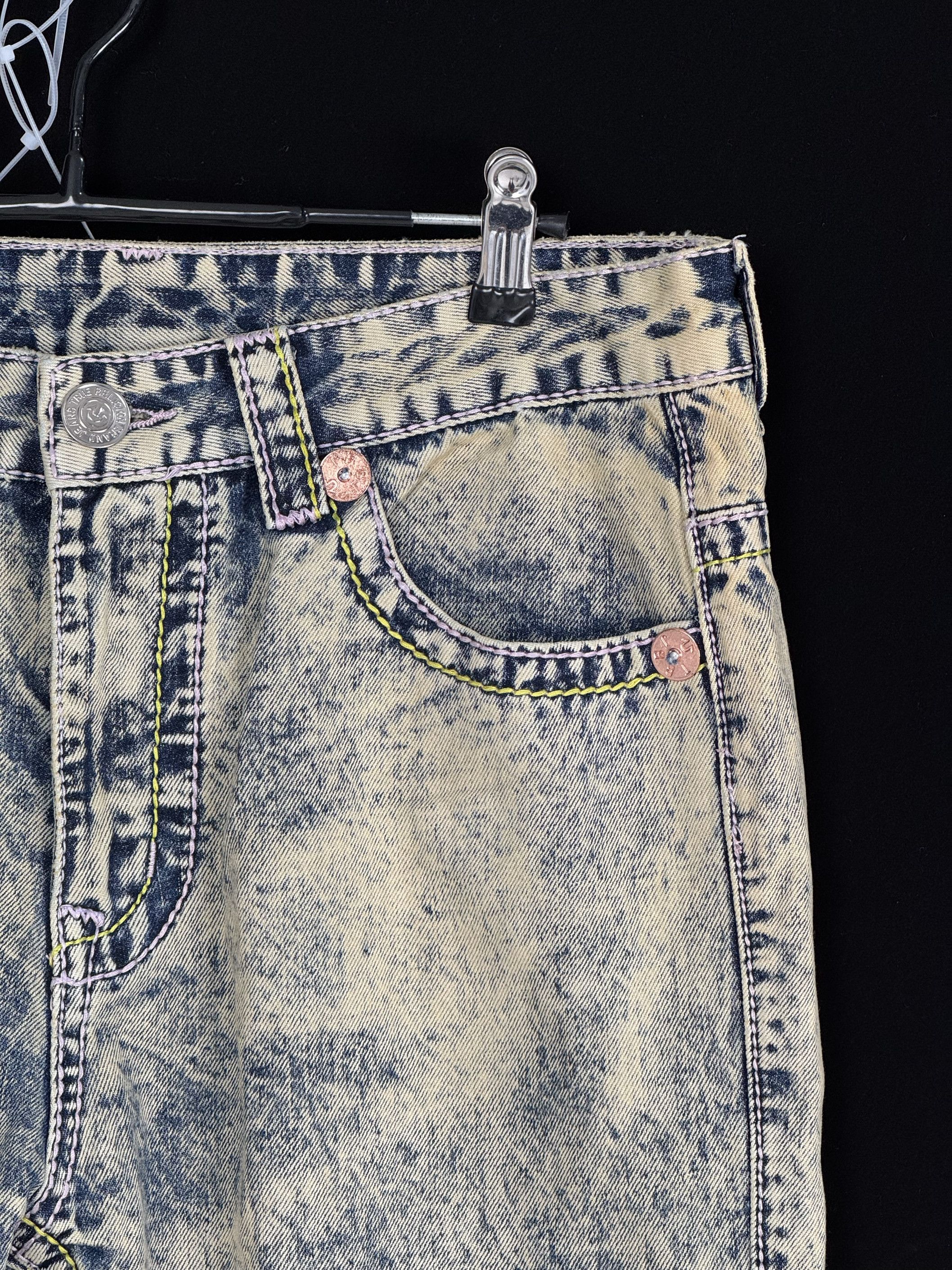 True Religion × Vintage UNWORN* THICK STITCHING HEAVY WASH TWO TONE STITCHING JEANS Size US 32 / EU 48 - 4 Thumbnail