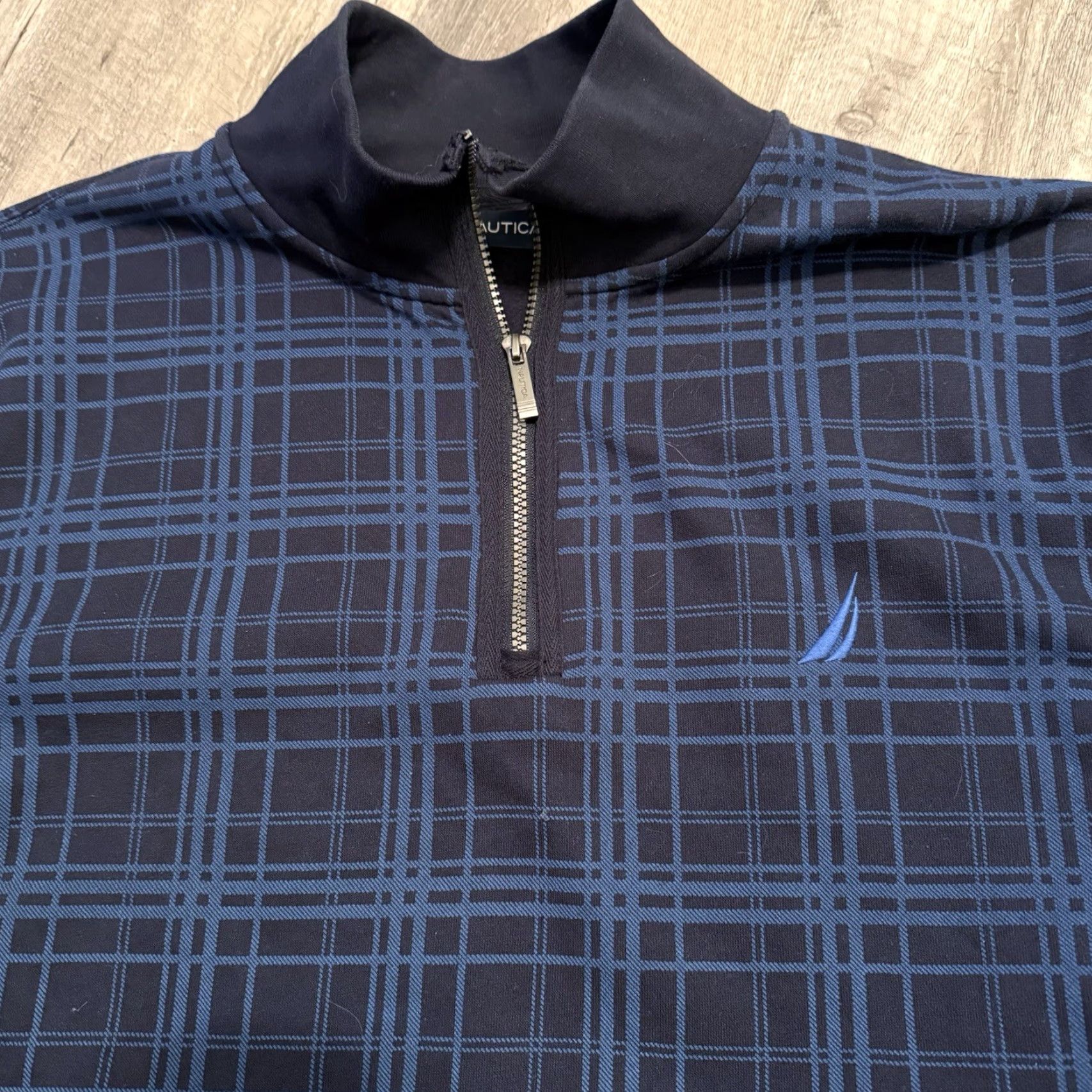 Nautica NAUTICA 1/4 Zip Sweatshirt Mens Sz XXL Blue Plaid Pullover Logo Mock Collar Size US XXL / EU 58 / 5 - 3 Thumbnail