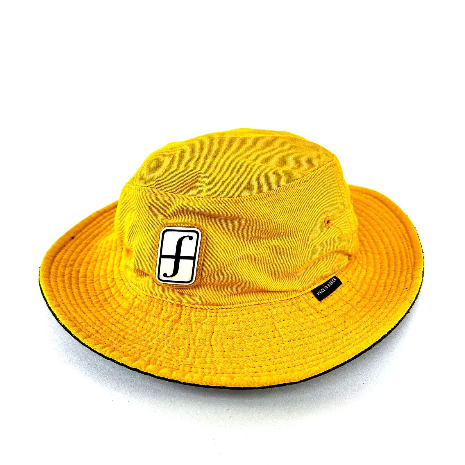 image of Vintage 1996 Forum Snowboard Reversible Bucket Hat in Yellow, Men's