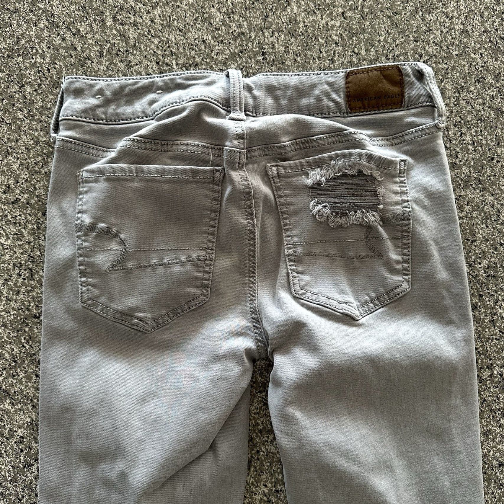 American Eagle Outfitters American Eagle Jeans 4 Reg 26x28 Mid Rise Distressed Jegging Denim 5-Pocket Women 26" Inseam Gray XS-XL Size 26" / US 2 / IT 38 - 6 Thumbnail