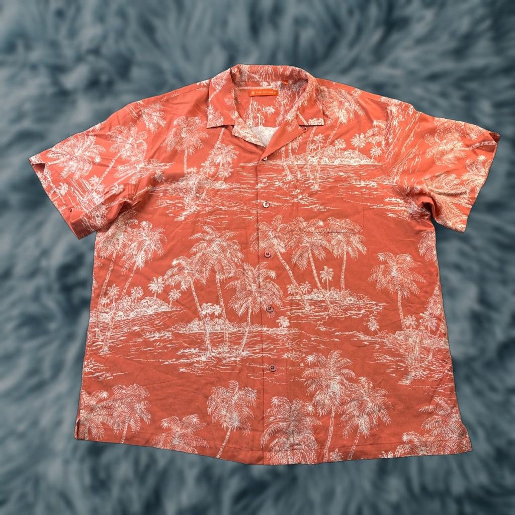 Tori Richard Tori Richard Shirt Mens Extra Large Orange Button Up Silk Blend Camp Size US XL / EU 56 / 4 - 1 Thumbnail