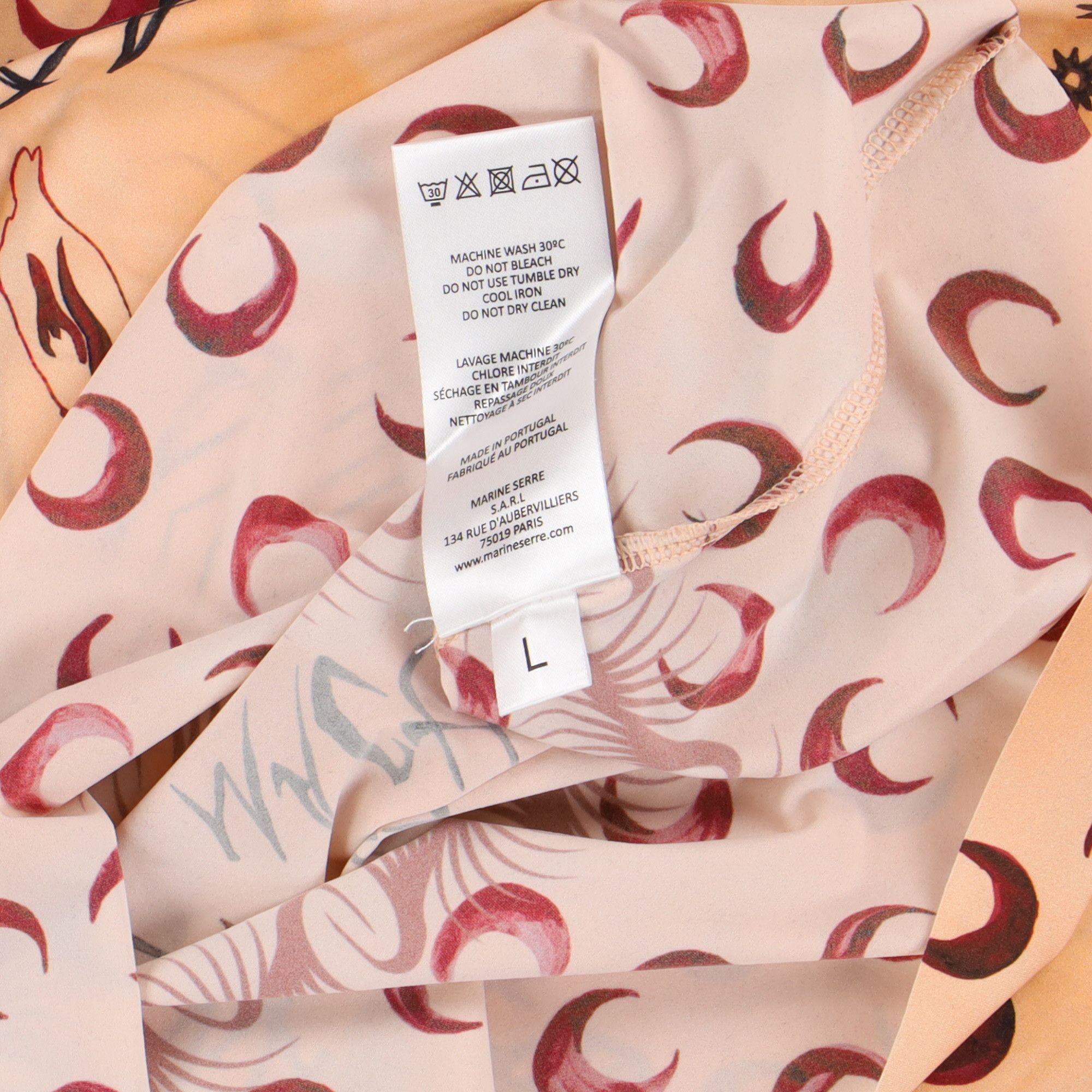 Marine Serre Whiteline Tan Tattoo Moon Logo Print Second Skin Top Size L / US 10 / IT 46 - 8 Thumbnail