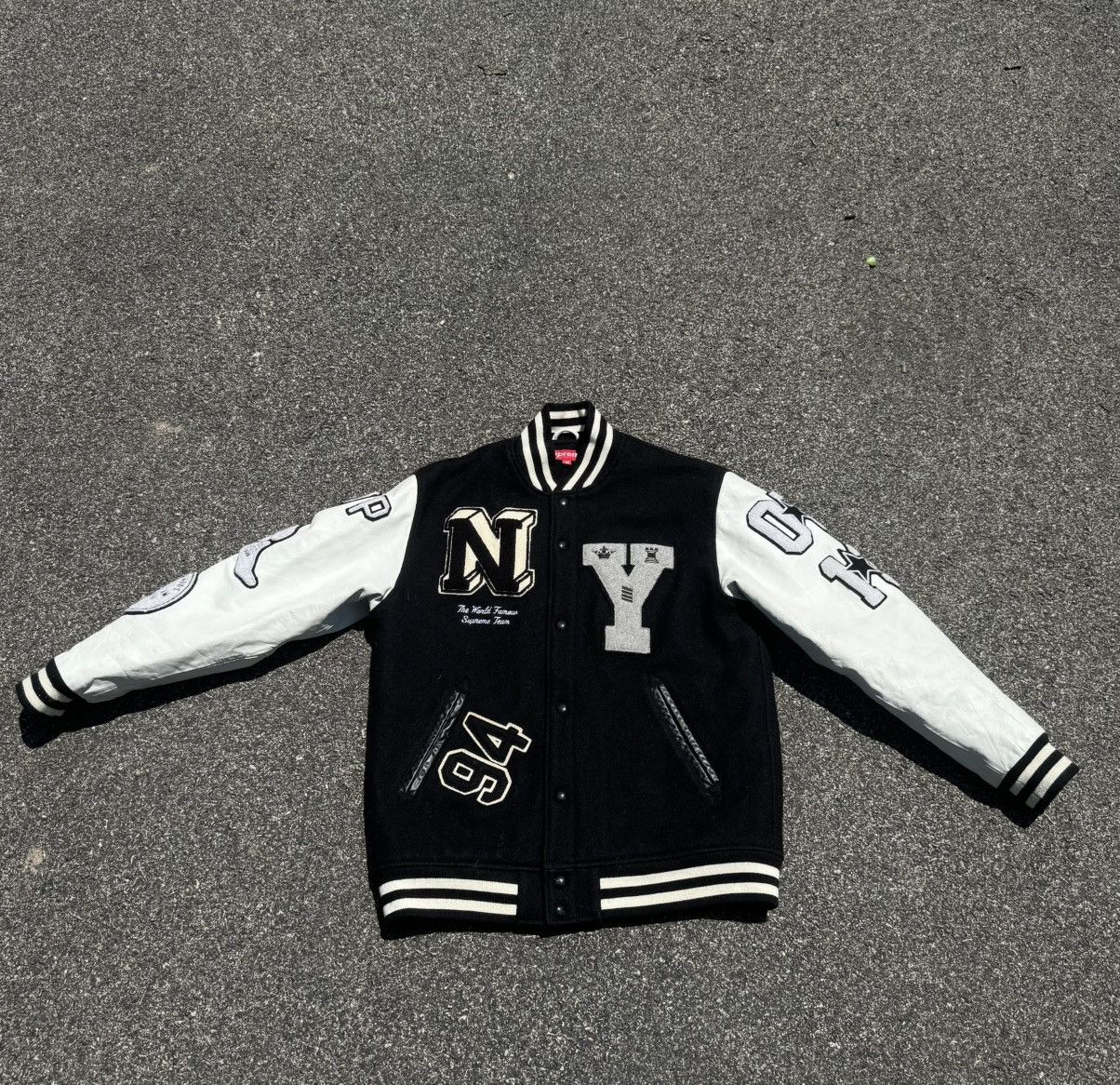 Supreme Supreme FW/06 “Fuck You Pay Me” Leather Varsity Team Jacket Size US M / EU 48-50 / 2 - 1 Thumbnail
