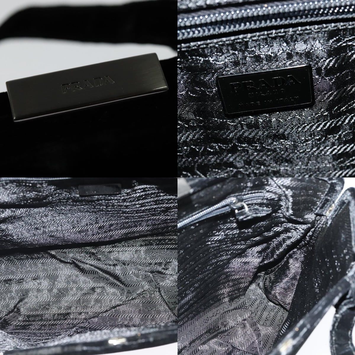 Prada PRADA Hand Bag Velor Black Silver Size ONE SIZE - 11 Thumbnail