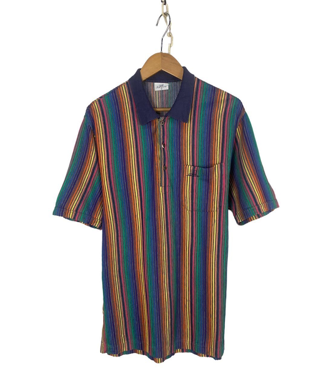 image of Vintage Dunhill Sport Pleats Multicolor Polos Shirt, Men's (Size Medium)